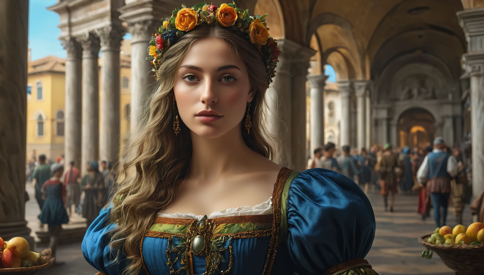 create an image demonstrating the style of ((Italian Renaissance)) style, hyper realism, 8k high definition, vibrant colors, sharp focus, insanely detailed