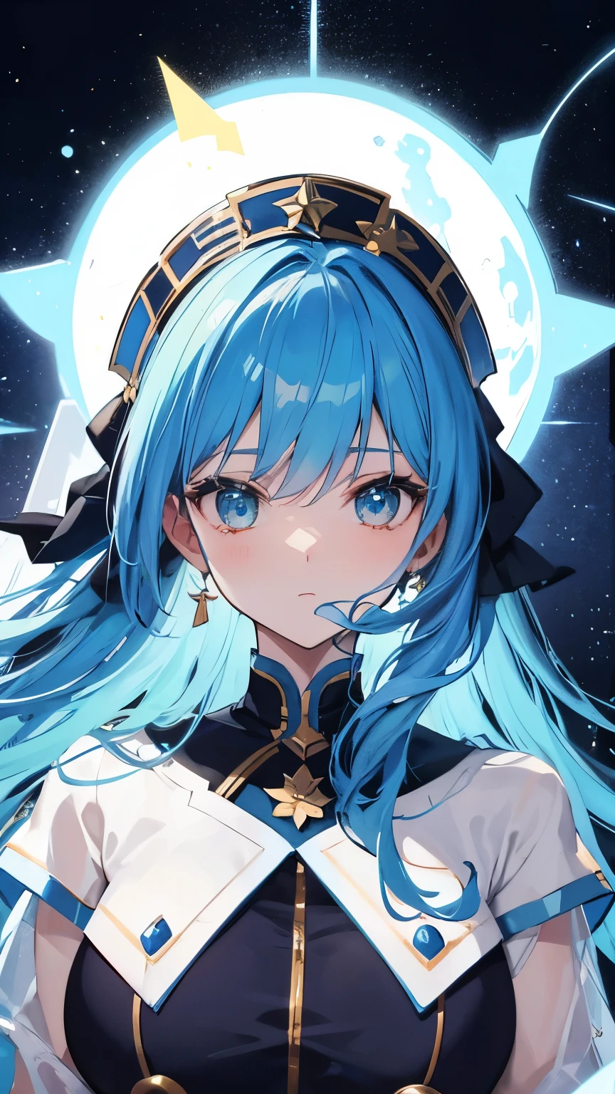 BLUE hair, white Girl, celestial Girl, retro anime