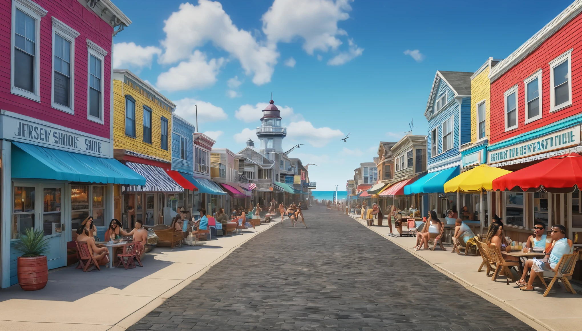 create an image demonstrating the style of ((Jersey Shore)) style, hyper realism, 8k high definition, vibrant colors, sharp focus, insanely detailed