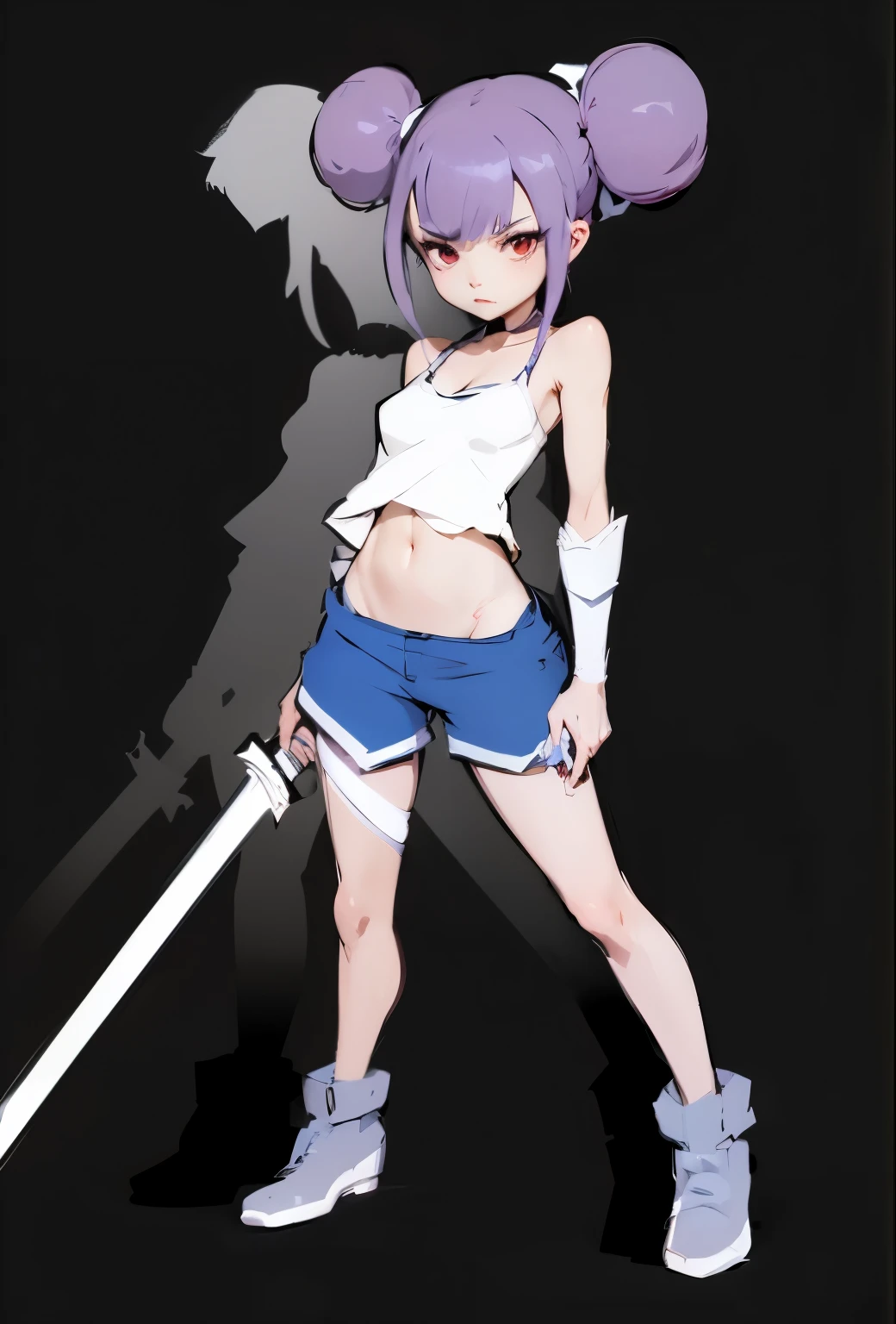 Cartoon illustration of a woman holding a sword in her hand, gapmoe sick grimdark, gapmoe sick, gainax anime style, she holds a sword, 2D anime style, sick. High, Produced by Anime Painter Studio, anime fencer, she holds a katana, Female Action Anime Girl, anime style characters
