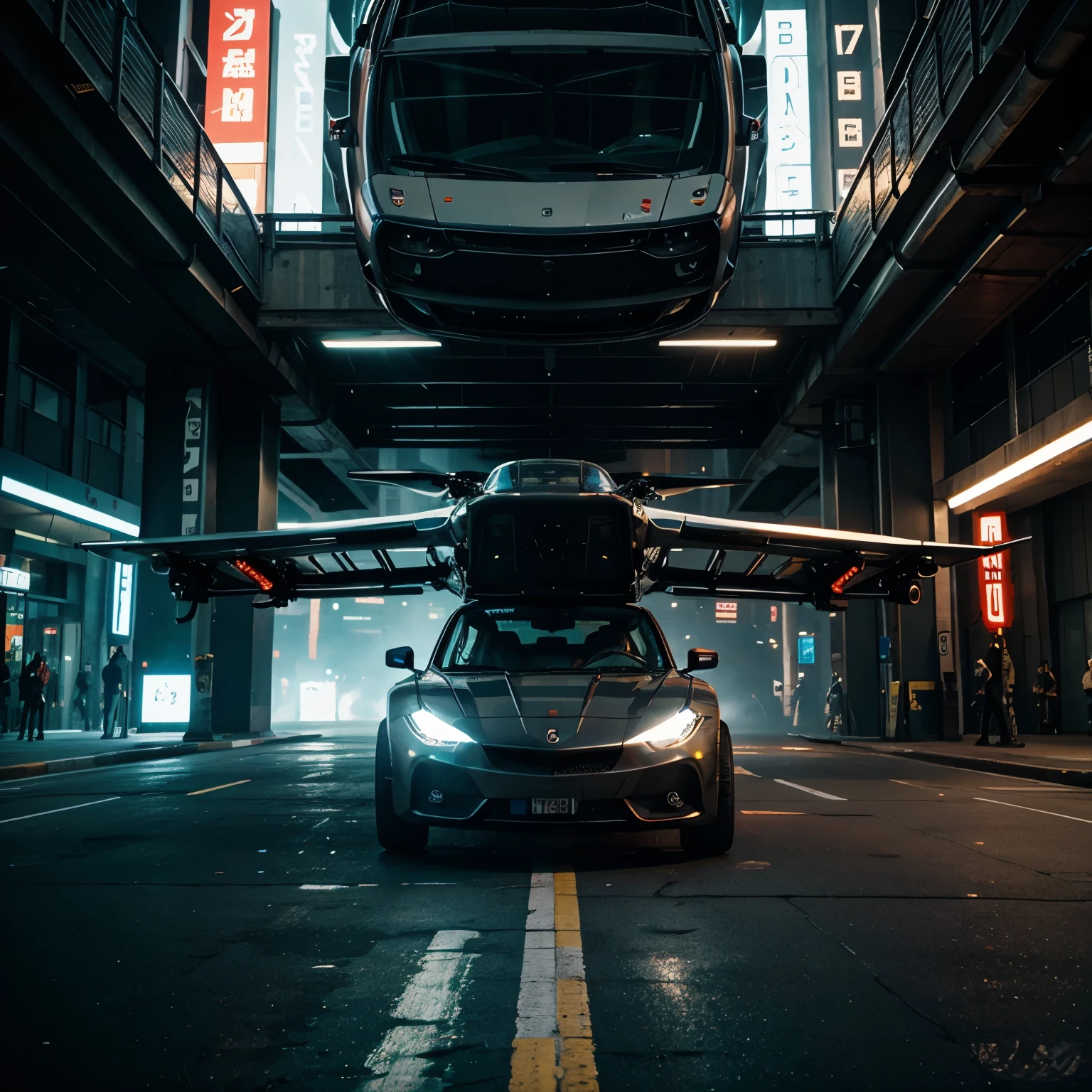 Cyberpunk flying car master piece