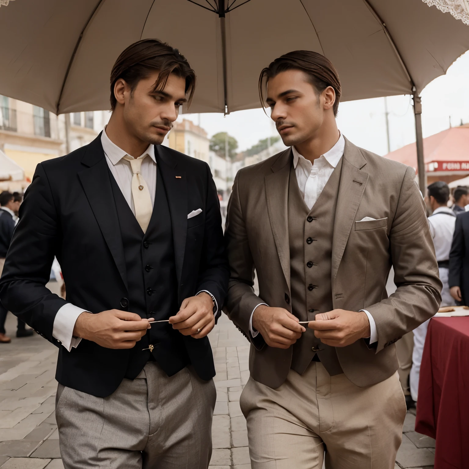 Casal de homens, feira de 1910, period clothes, casal apaixonado 