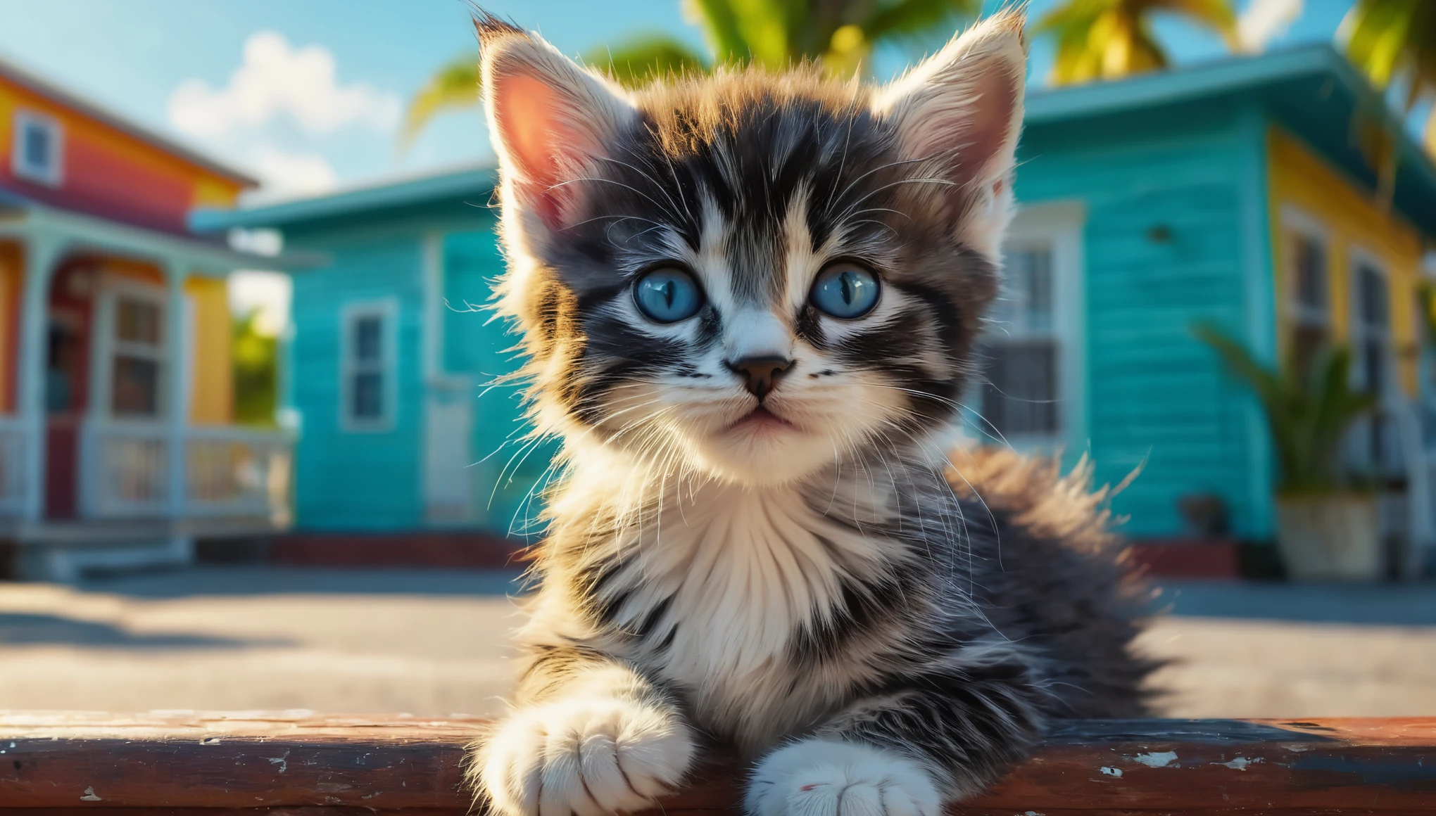 create an image demonstrating the style of ((Key West Kitten)) style, hyper realism, 8k high definition, vibrant colors, sharp focus, insanely detailed
