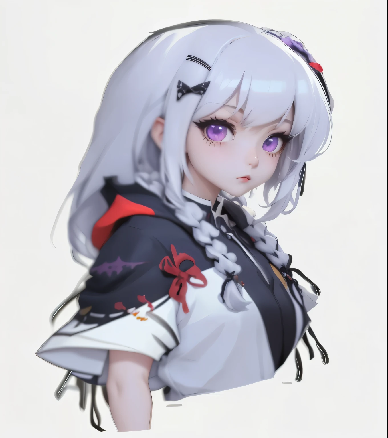 anime girl，White hair，purple eyes，Wear a white dress, Produced by Anime Painter Studio, Anime cute art style, anime style portrait, anime art style, Drawing in animation artist studio, fleet collection style, zero art, Danganronpa digital art, anime stylization, From Girls Frontline, Demon Slayer: Rui fan art, anime style 4k black hair, Surrealism, 8k, super detail，3D