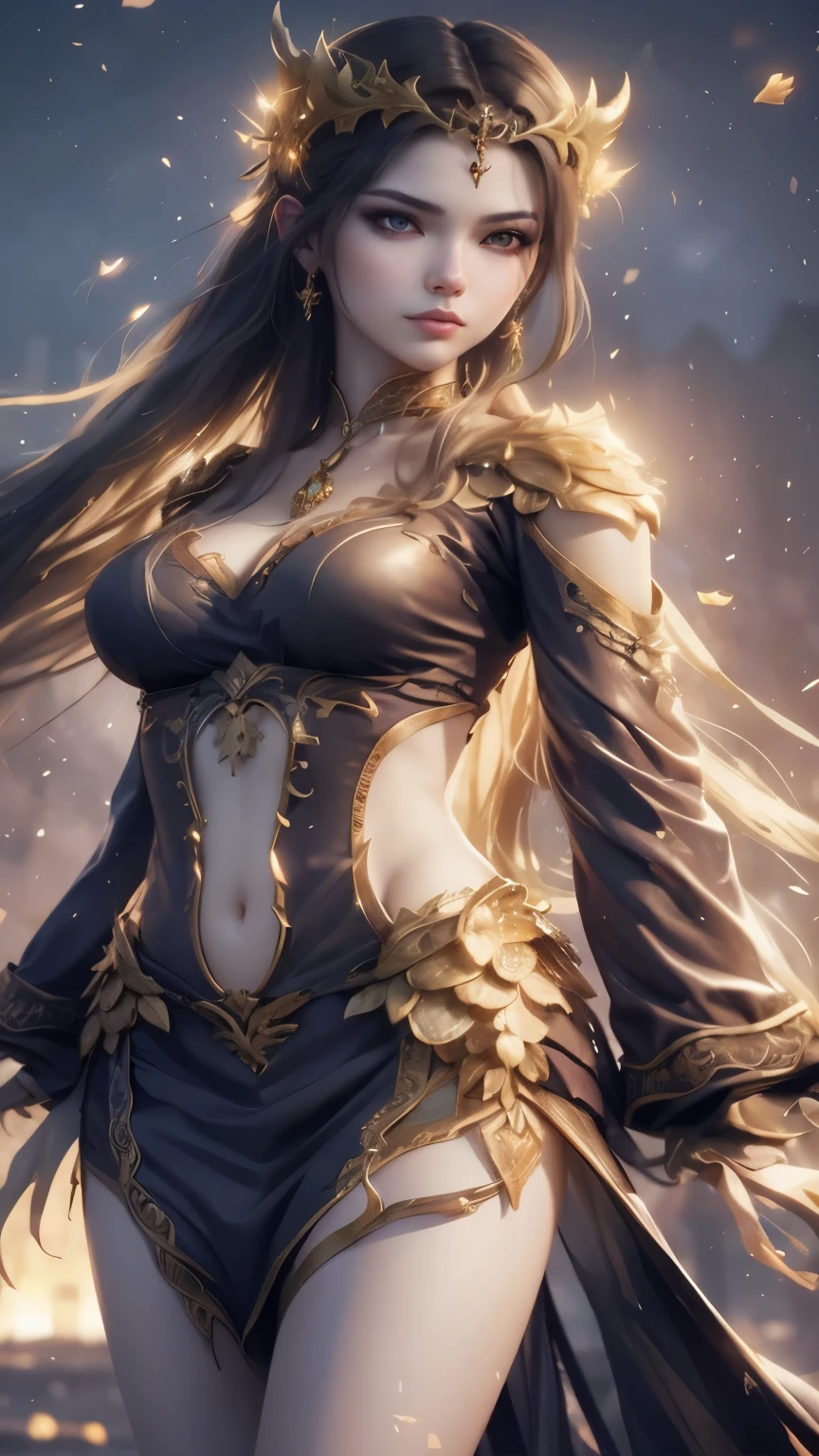 wearing costume、woman wearing crown and sword, detailed fantasy art, 4K fantasy art, 8k high quality detailed art, Epic Fantasy Art Style HD, Epic and beautiful character art, 2. 5d cgi anime fantasy artwork, Stunning character art, Extremely detailed Artgerm, High quality fantasy art, HD fantasy art, anime goddess, Detailed digital animation art