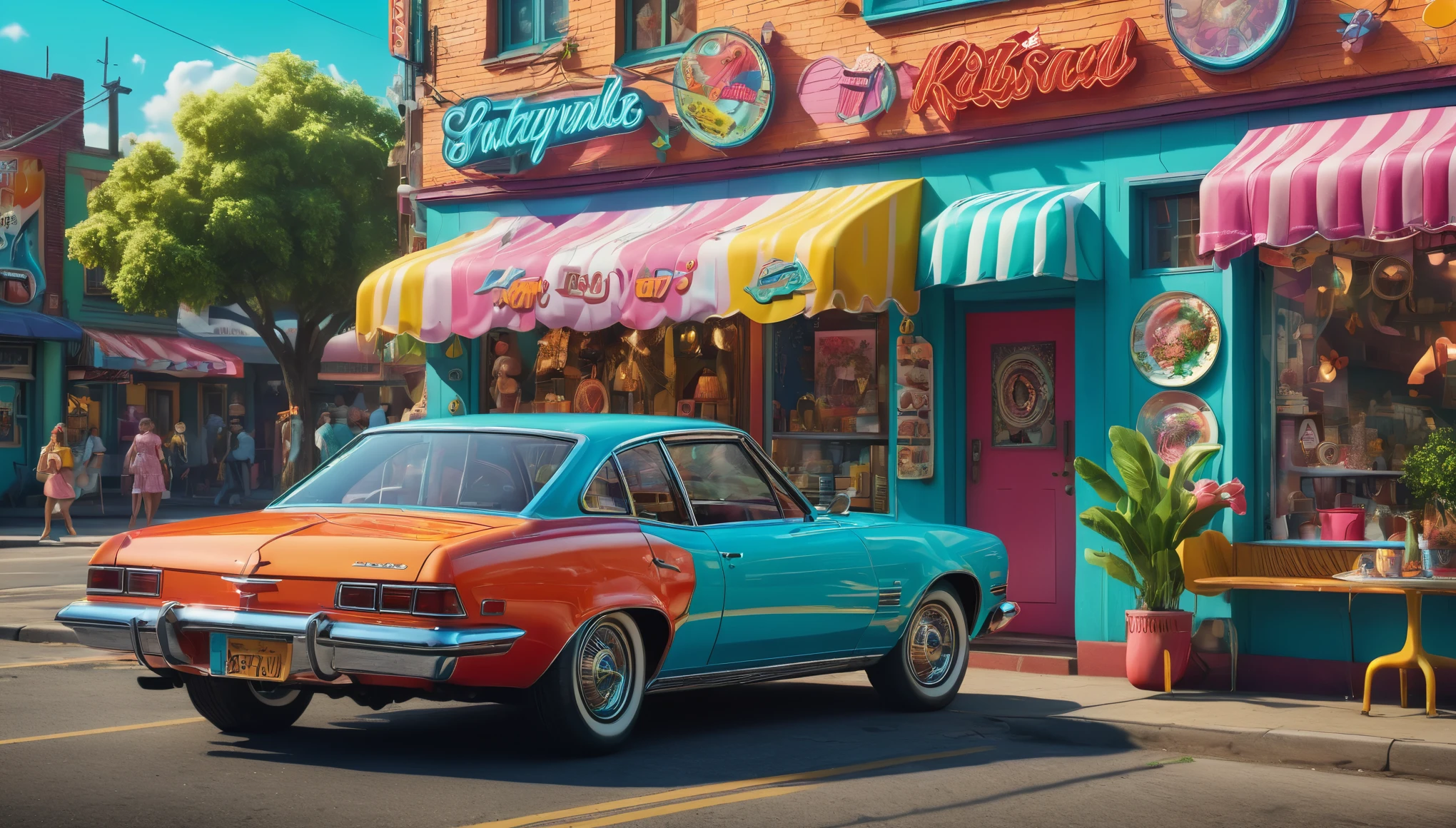 create an image demonstrating the style of ((Kitschy)) style, hyper realism, 8k high definition, vibrant colors, sharp focus, insanely detailed