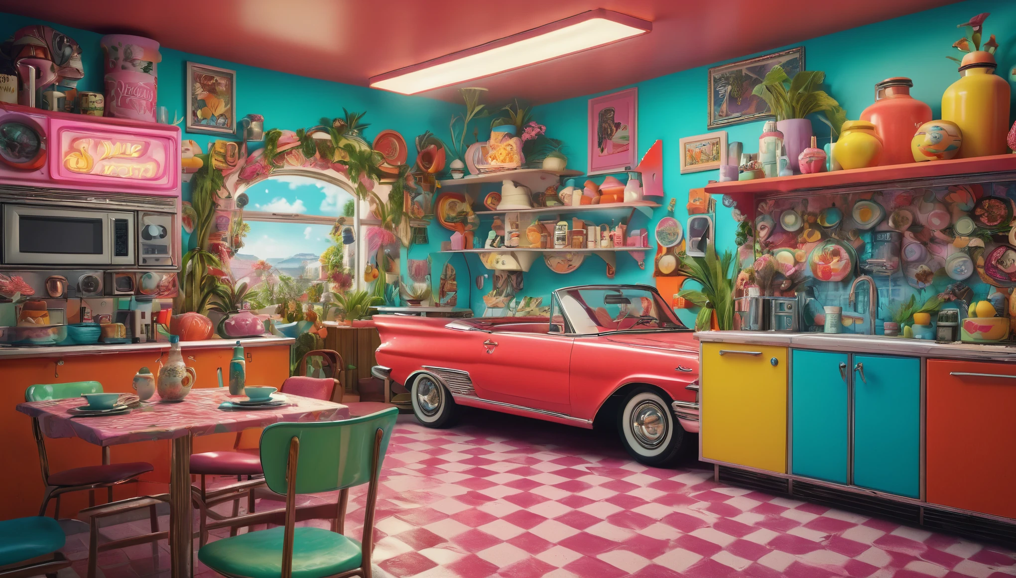 create an image demonstrating the style of ((Kitschy)) style, hyper realism, 8k high definition, vibrant colors, sharp focus, insanely detailed