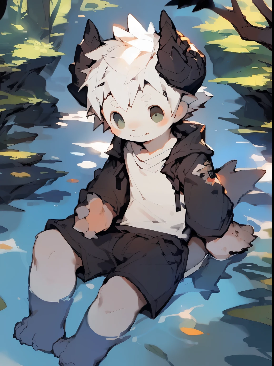 Style image of a boy lying on the river, trending on artstation pixiv, Guviz-style artwork, Very handsome, Guviz, Guweiz on ArtStation Pixiv, young male anthro dragon,White scales,White hair,Close-up photos,lies on the ground,male people,toddle,Half immersed in water,((Libido boy)),Dragon's horn,(by puinkey,by Artista:1.2),(by unrealplace,by kuroisumi,by milkytiger1145,by moki,by emolga 1,by ovopack:1.2),(by cydonia xia:0.8),(by Pino Daeni:0.8),(by hioshiru:0.8),(by chunie:0.8).