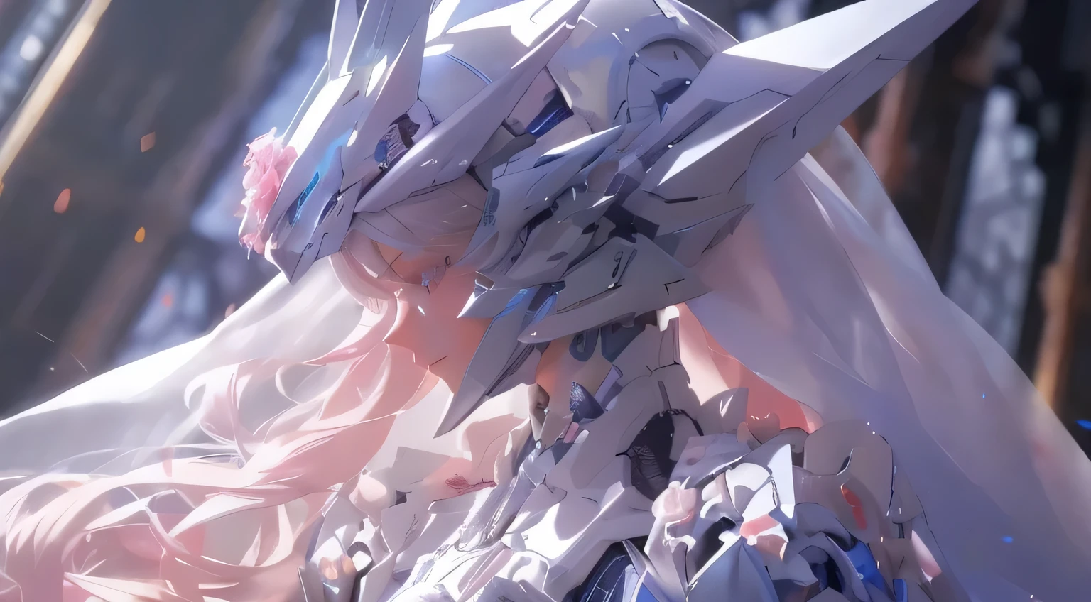 long whitr hair,Anime girl with sword in hand, Detailed digital anime art, wlop and krenz cushart, anime mecha aesthetic, From Arknights, highly detailed anime, ethereal and mecha theme, Best anime 4k konachan wallpaper, detailed anime art, Detailed anime artwork, advanced digital anime art, Guviz