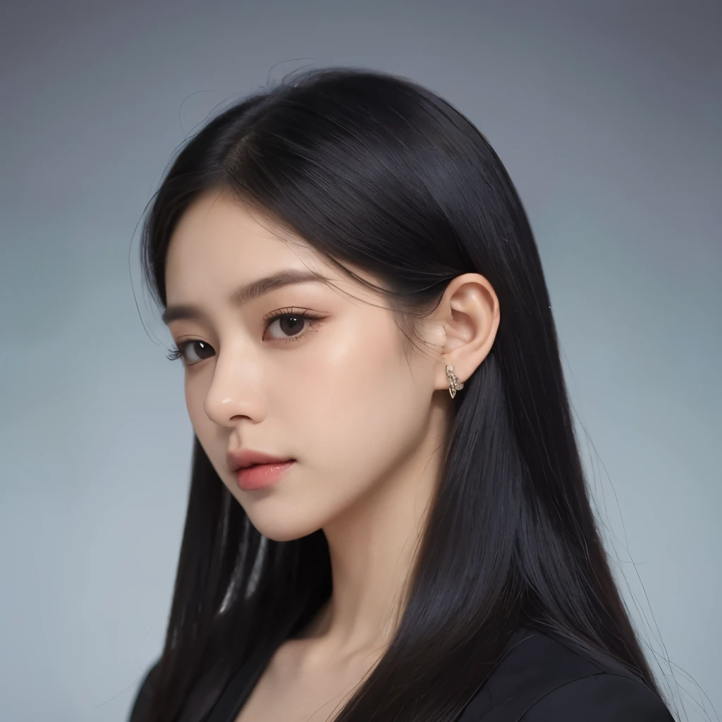 portrait of a woman with long hair and a black shirt, digital illustration portrait, in the art style of bowater, portrait of jossi of blackpink, digital portrait, digital art portrait, realism artstyle, high quality portrait, 🤤 girl portrait, realistic artstyle, kmm