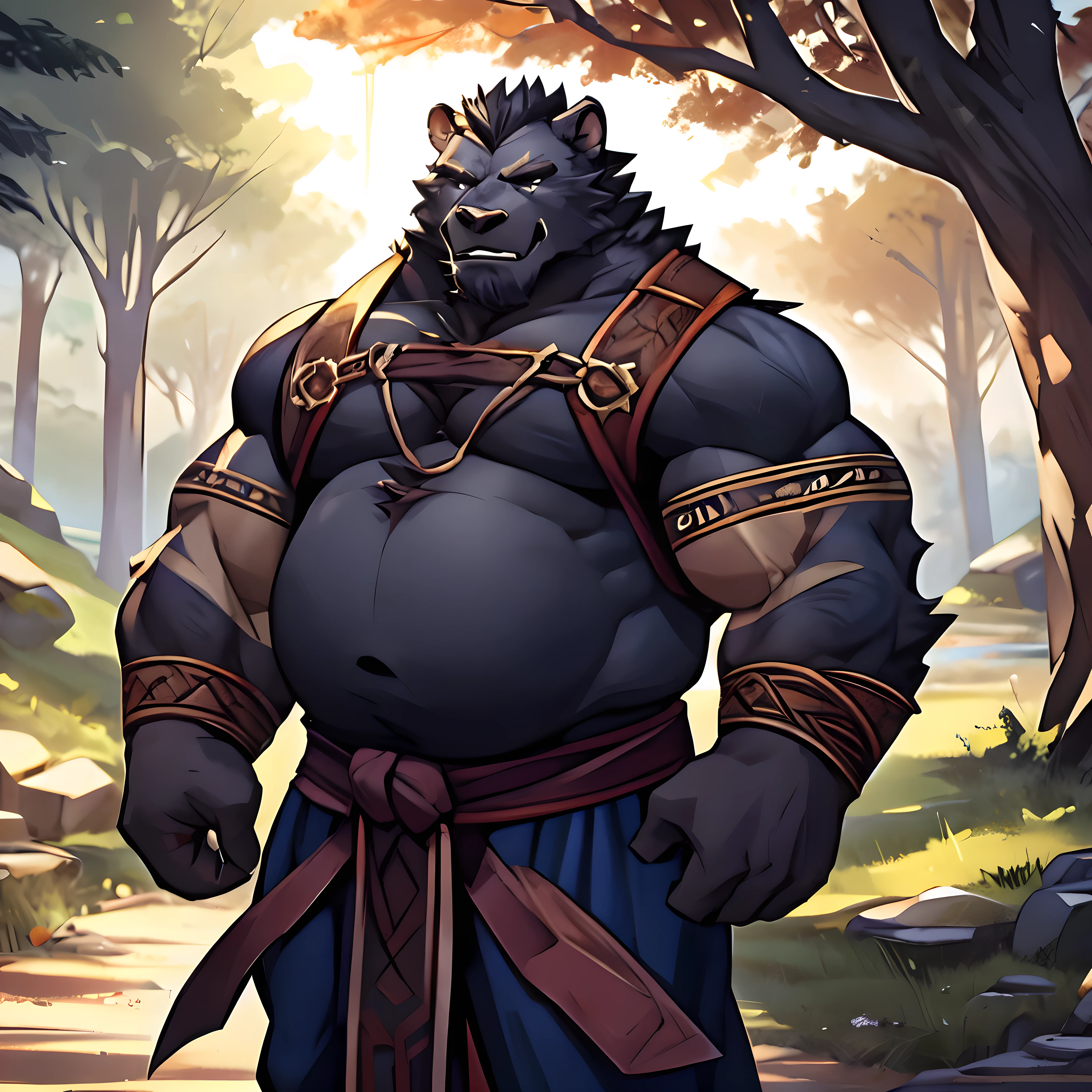 Alone, ORCBEAR, Male, muscle, intestinal muscle, big belly, calnçan, large, Male mature, old.
