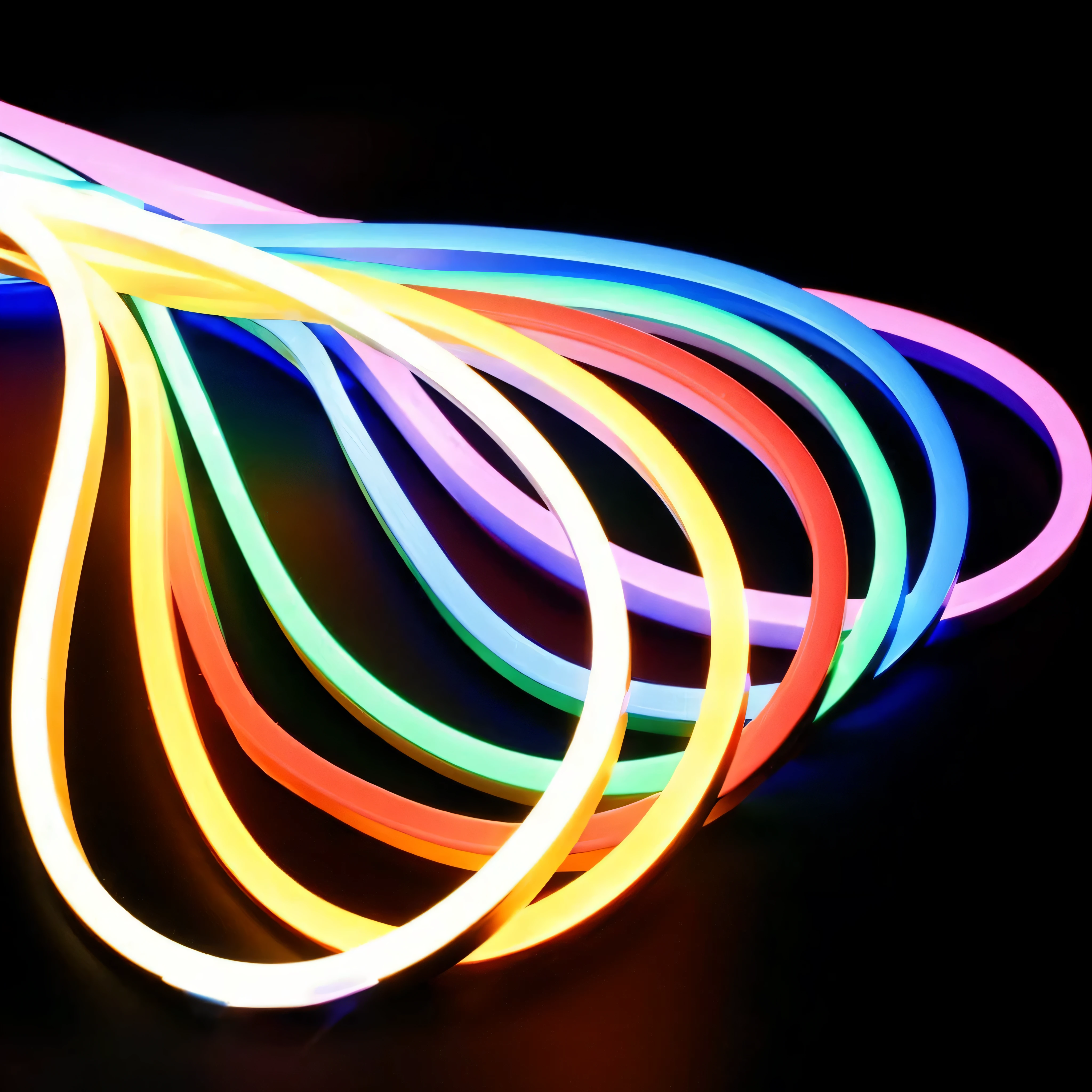 Close-up of a pile of neon colored plastic pipes, 人造neon lightss, cyber led neon lightss, glowing neon lightss, neon lightss边缘, 柔和的neon lightss, colorful neon lightss, Glowing Thin Line, Thin glowing thread, 七彩neon lightss, soft neon lightss, neon lightss接线, high action glowing neon lightss, neon lights丝, neon lights, neon lightss