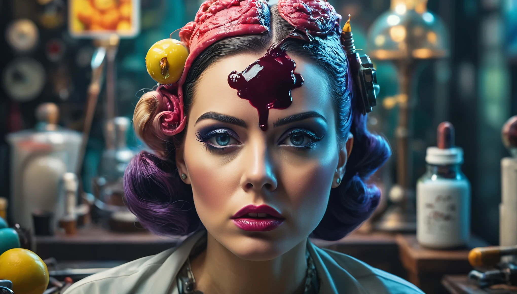 create an image demonstrating the style of ((Lobotomy-Chic)) style, hyper realism, 8k high definition, vibrant colors, sharp focus, insanely detailed