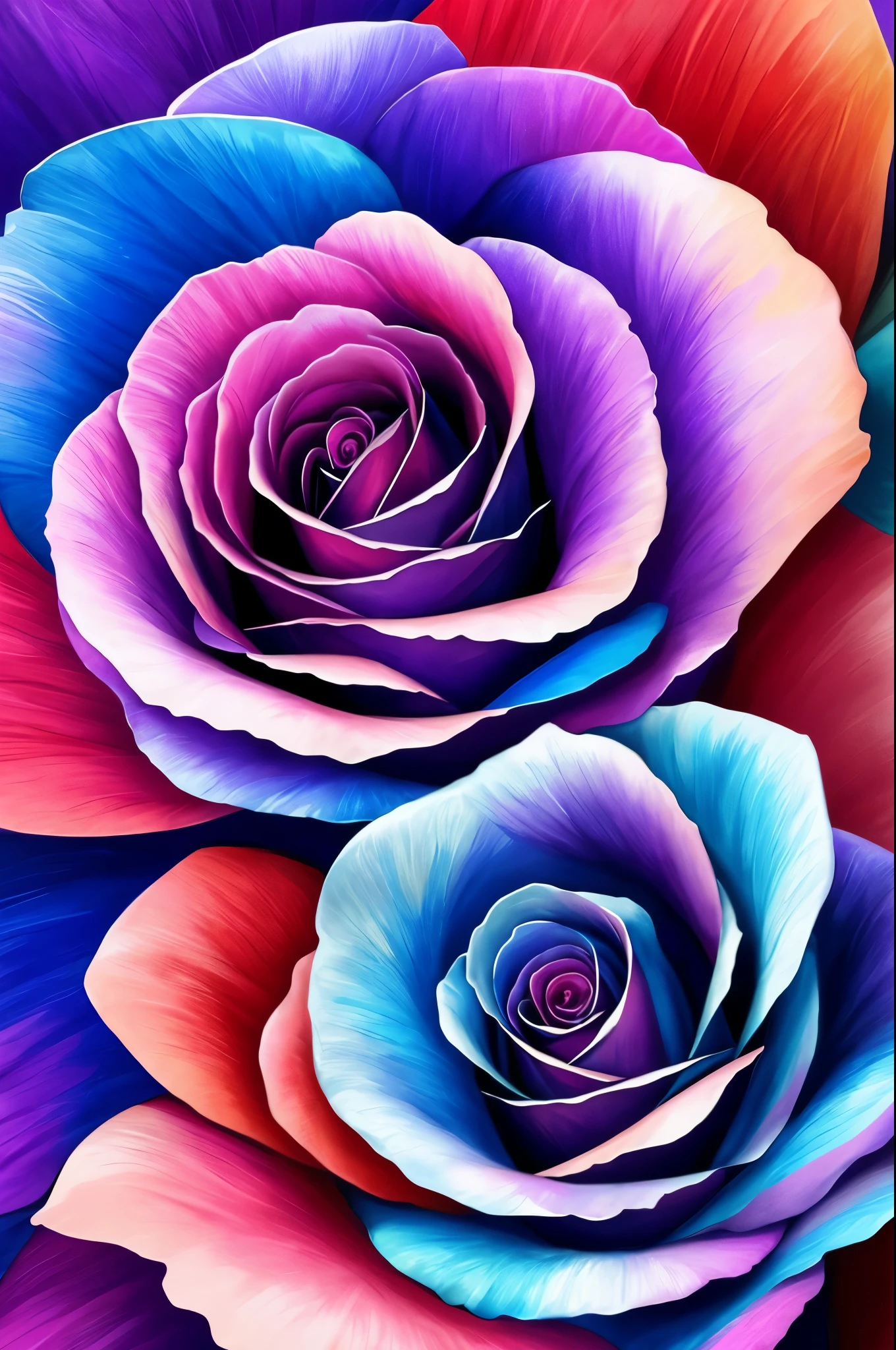 a painting of a rose with purple and blue flowers, beautiful color art!, beautiful!!! digital art, beautiful gorgeous digital art, beautiful detail and color, gorgeous digital art, gorgeous colors, magical colorful flowers, rich flower colors, beautiful digital art, ✏️🎨, beautiful vibrant colors, with beautiful colors, wow it is beautiful, magical flowers, very beautiful digital art