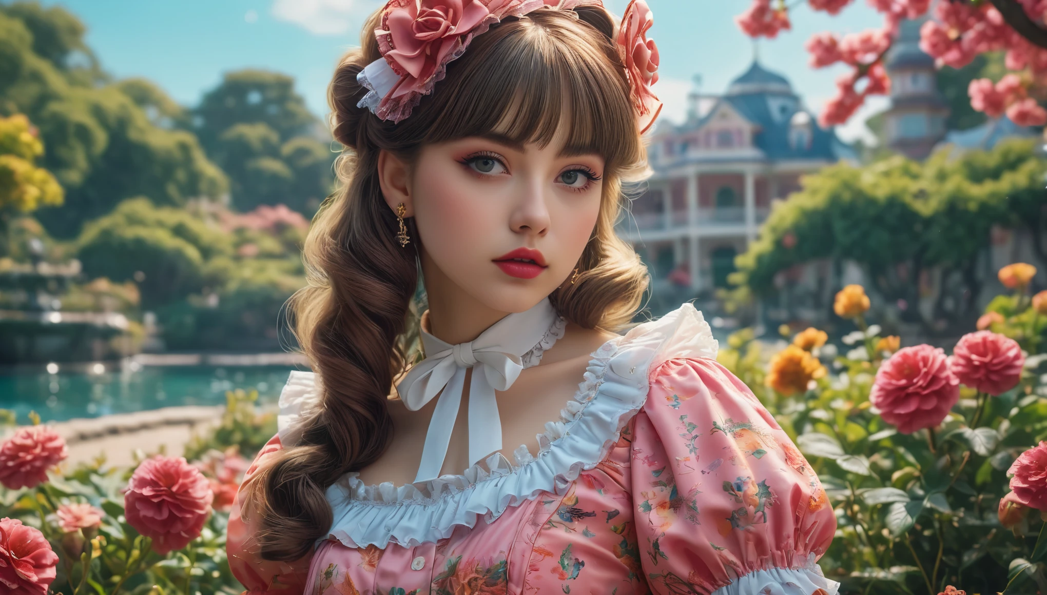 create an image demonstrating the style of ((Lolita)) style, hyper realism, 8k high definition, vibrant colors, sharp focus, insanely detailed