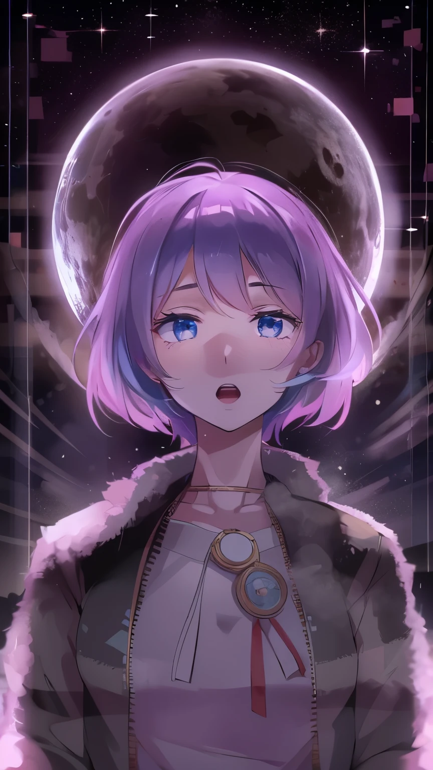 BLUE hair, white Girl, celestial Girl, retro anime