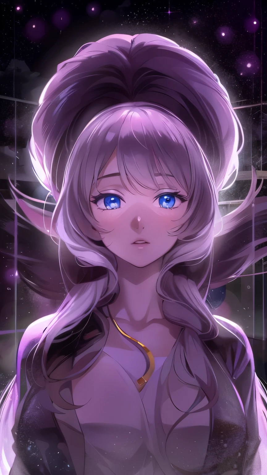 (best quality,4k,8k,highres,masterpiece:1.2),ultra-detailed,(realistic,photorealistic,photo-realistic:1.37),beautiful detailed eyes,beautiful detailed lips,extremely detailed eyes and face,long eyelashes,1girl,anime,hair tag:blue,white girl, celestial girl,retro anime,illustration,soft pastel colors,vibrant,starry background,ethereal lighting,dreamy atmosphere,flowing hair,graceful pose,serene expression,glowing skin,magical glow,heavenly aura