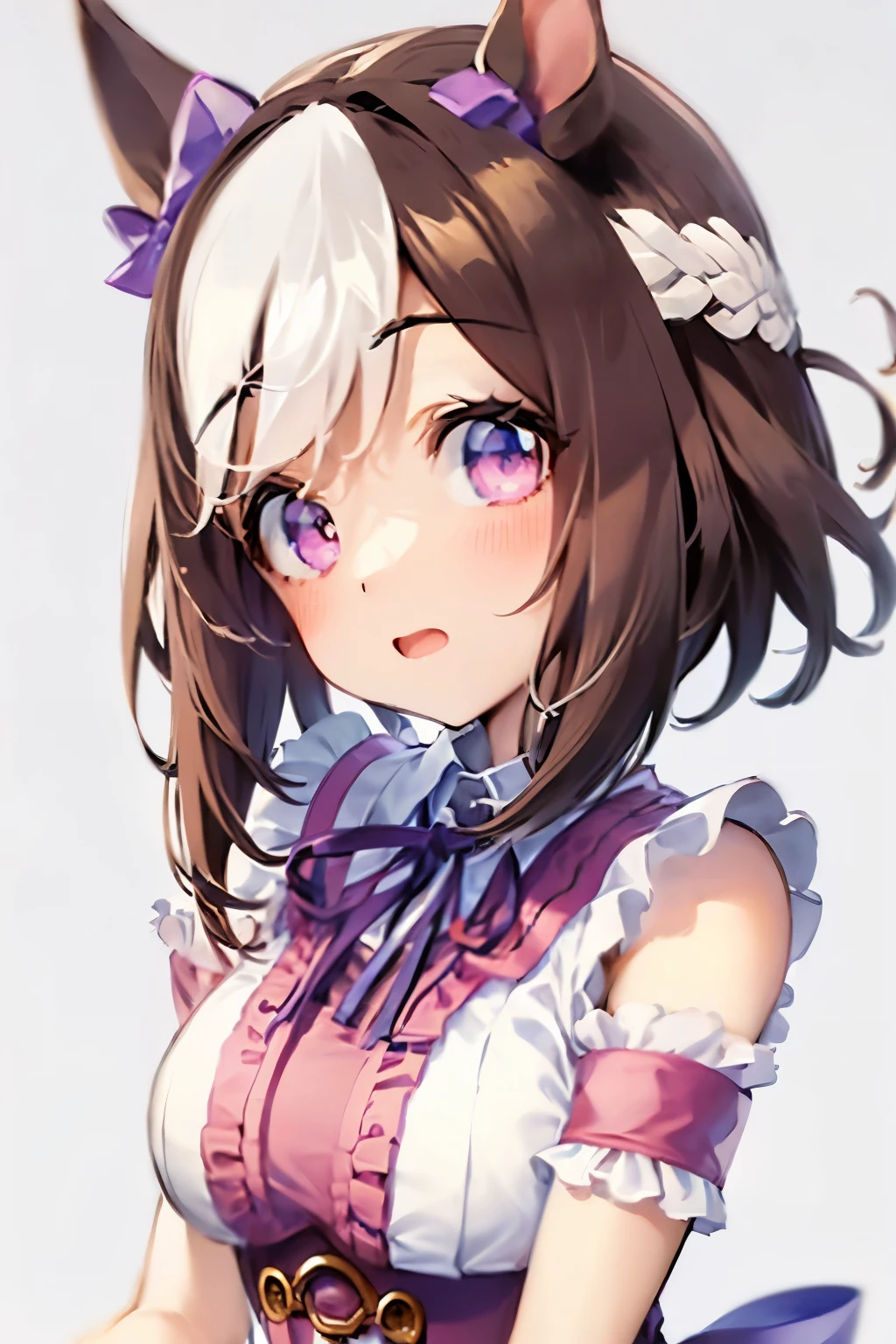 (1 Girl, best quality, ultra-detailed, 8K CG, high resolution)
, (simple wallpaper), very short hair, ringlets, hair over one eye,  doyagao,collar,straight hair,((((tsurime)))),[[[dark_skin]]]