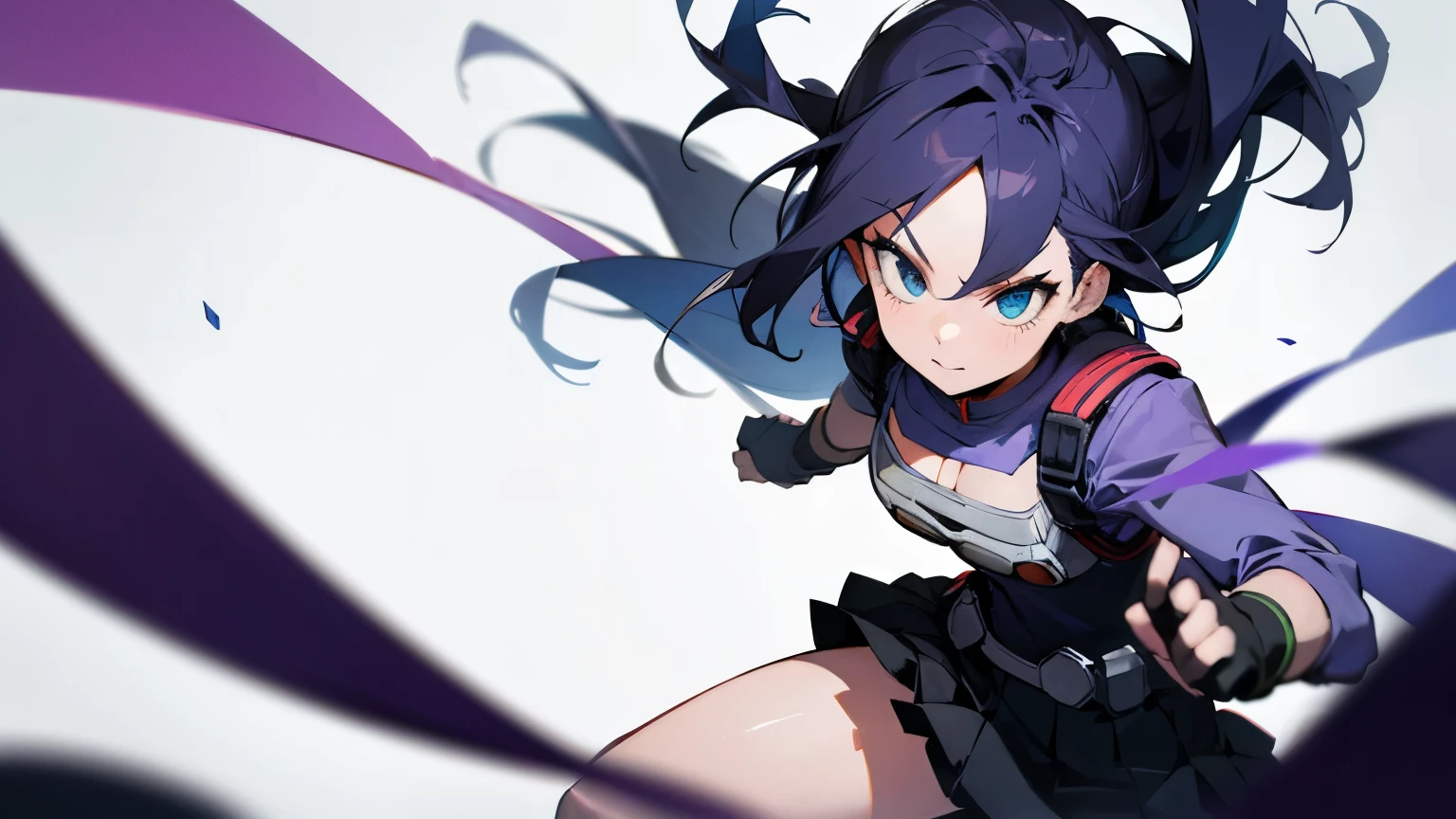 Female my hero academia, hero costume , with skirt , blue + purple + black colour