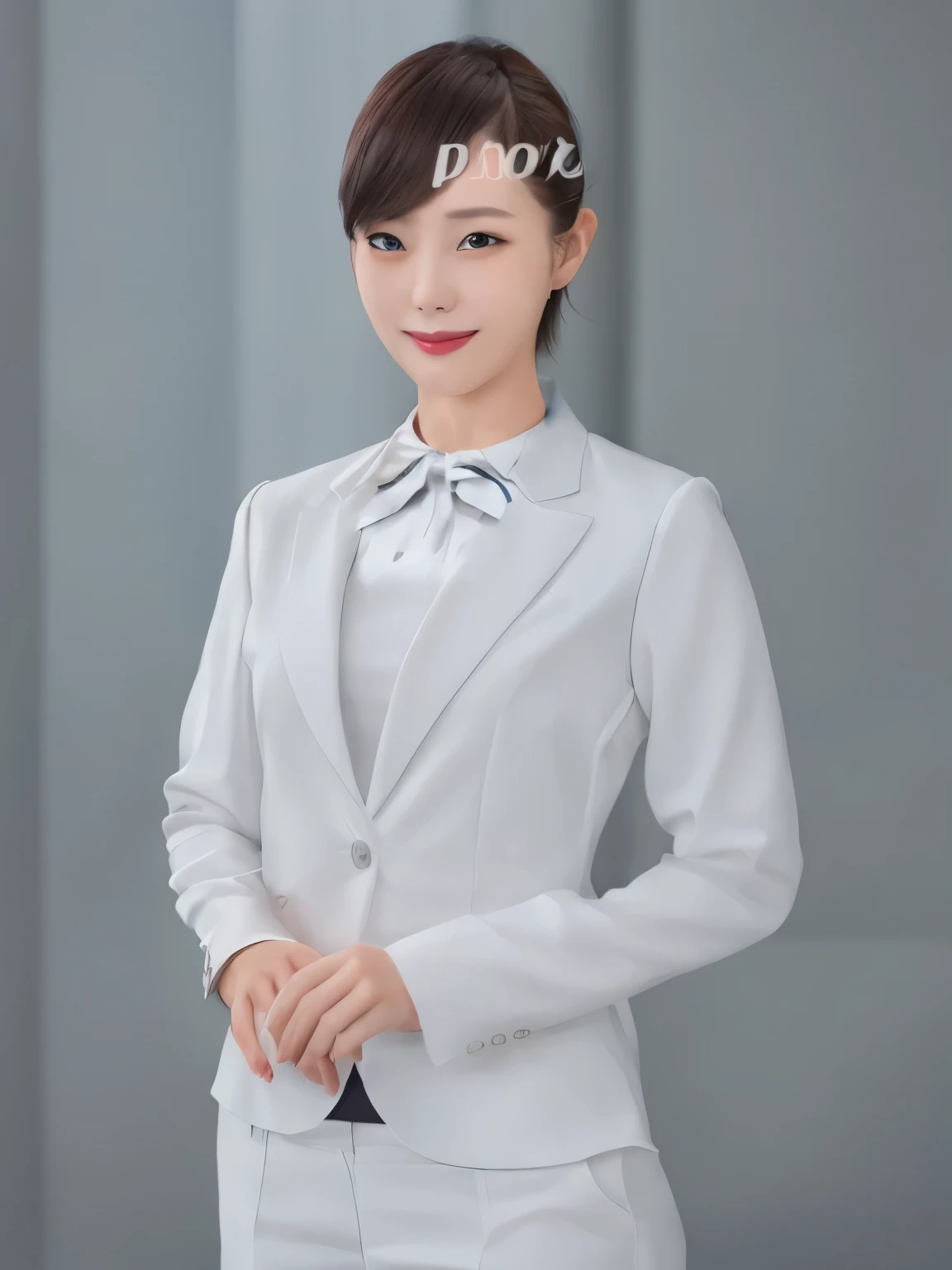 wearing a ribbon