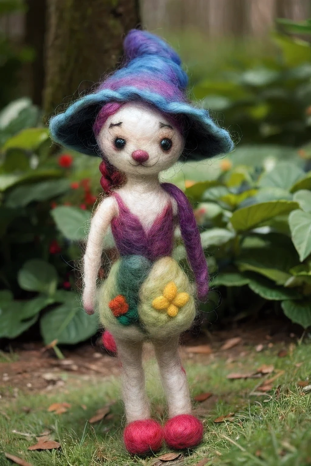 beautiful fantasy witch ,forest,(cute felt needles:1.2)
