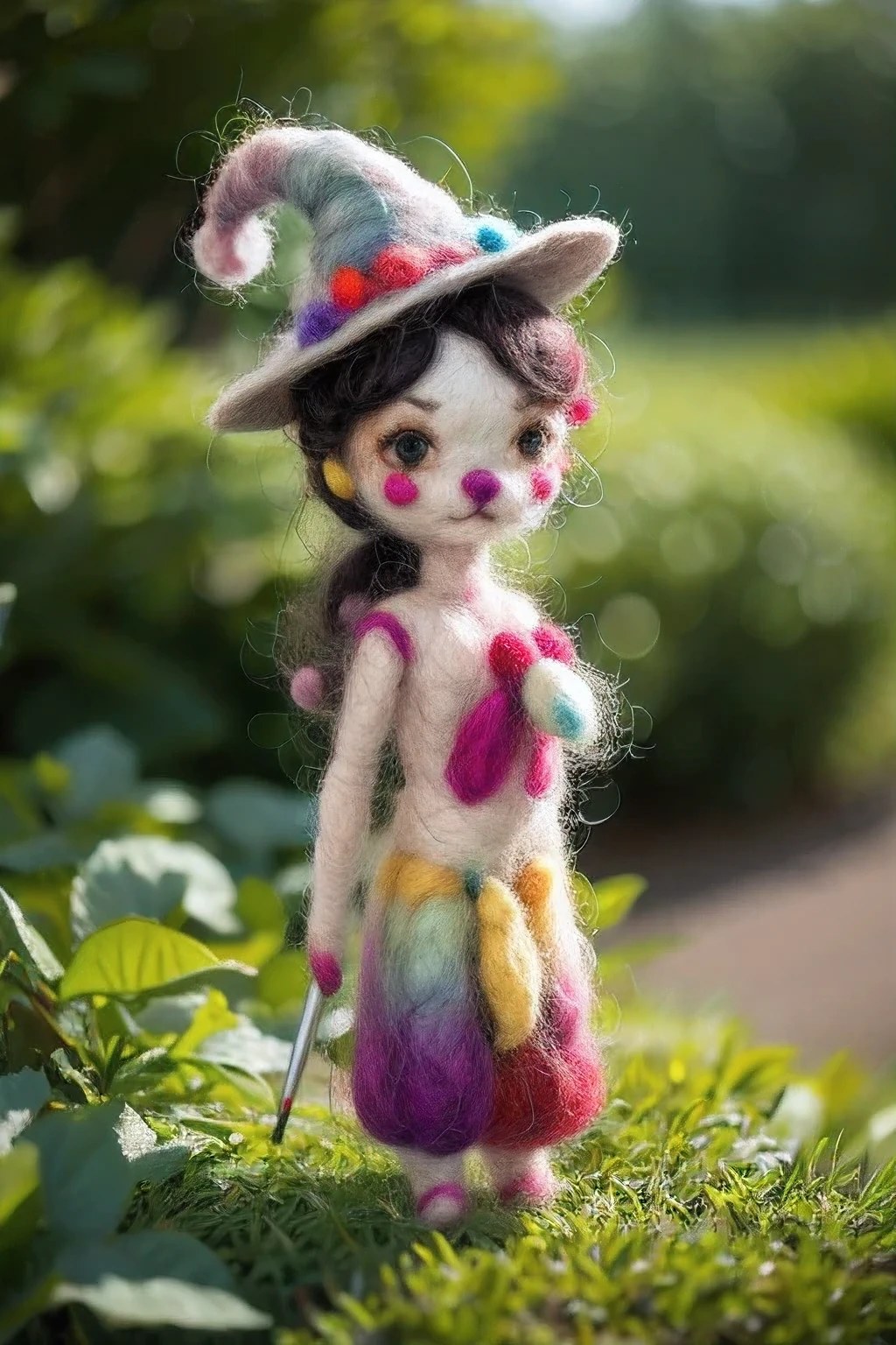 beautiful fantasy witch ,forest,(cute felt needles:1.2)
