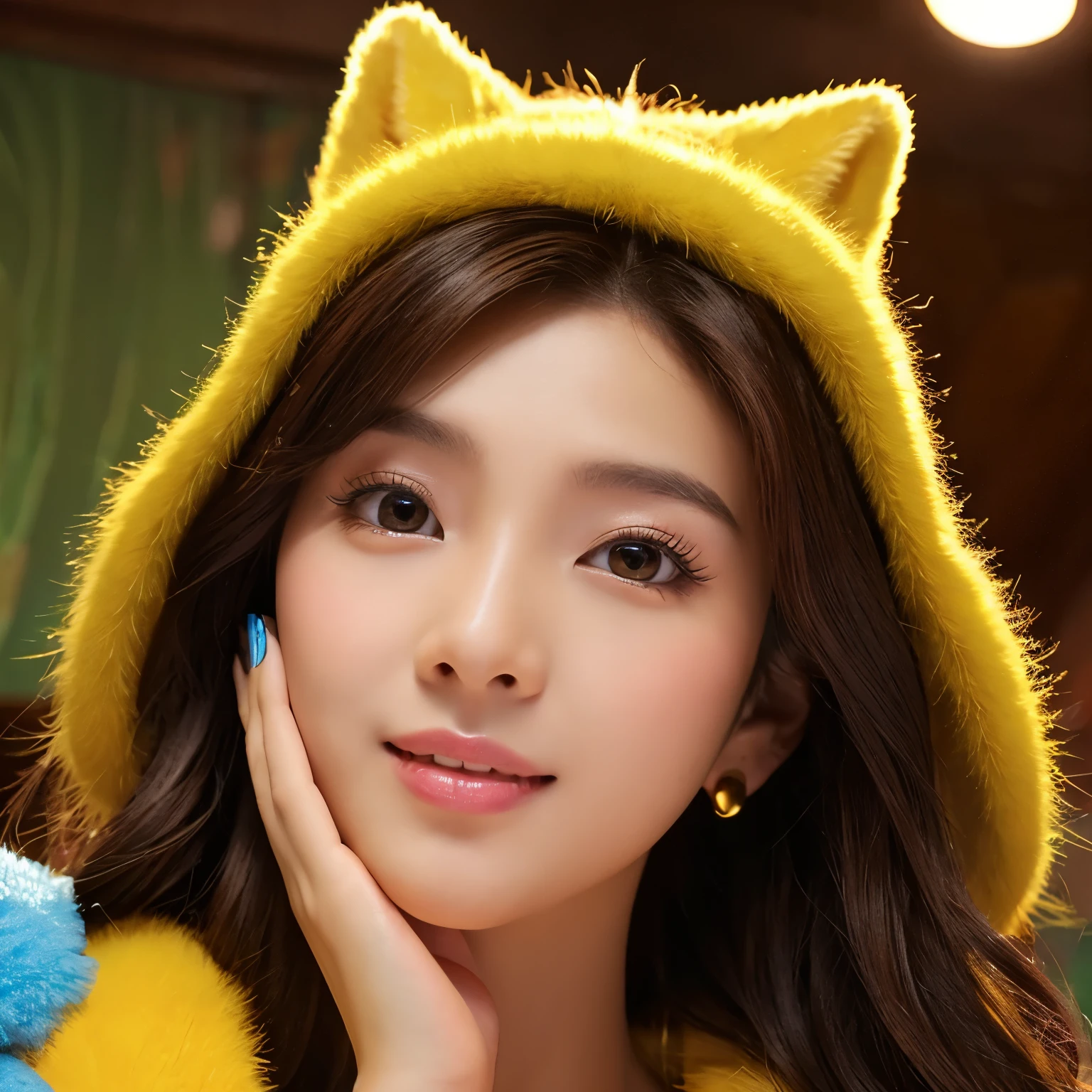 furry、werewolf room、super cute face、yellow fur and yellow eyes