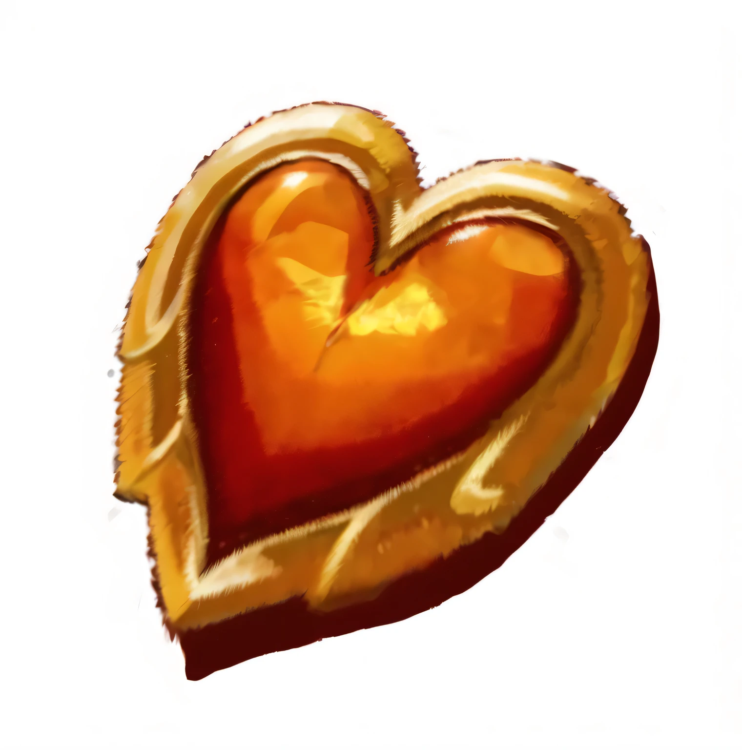 a close up of a Heart shaped cookie with a gold border, Heartstone original art style, Heartstone, magic Heart, Hearts symbol, Heart, flaming Heart, Hearts, Heart emblem on chest, gem, Heart effects, real Heart!, real Heart, Stylized art, Heart of the internet, eh, [ fragments, Created in Adobe Illustrator