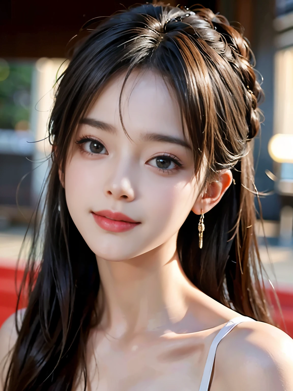 highest quality、masterpiece、超A high resolution、(realistic:1.4)、RAW photo、1 girl aged 17、smile、Sexy、big breasts、cinematic lighting