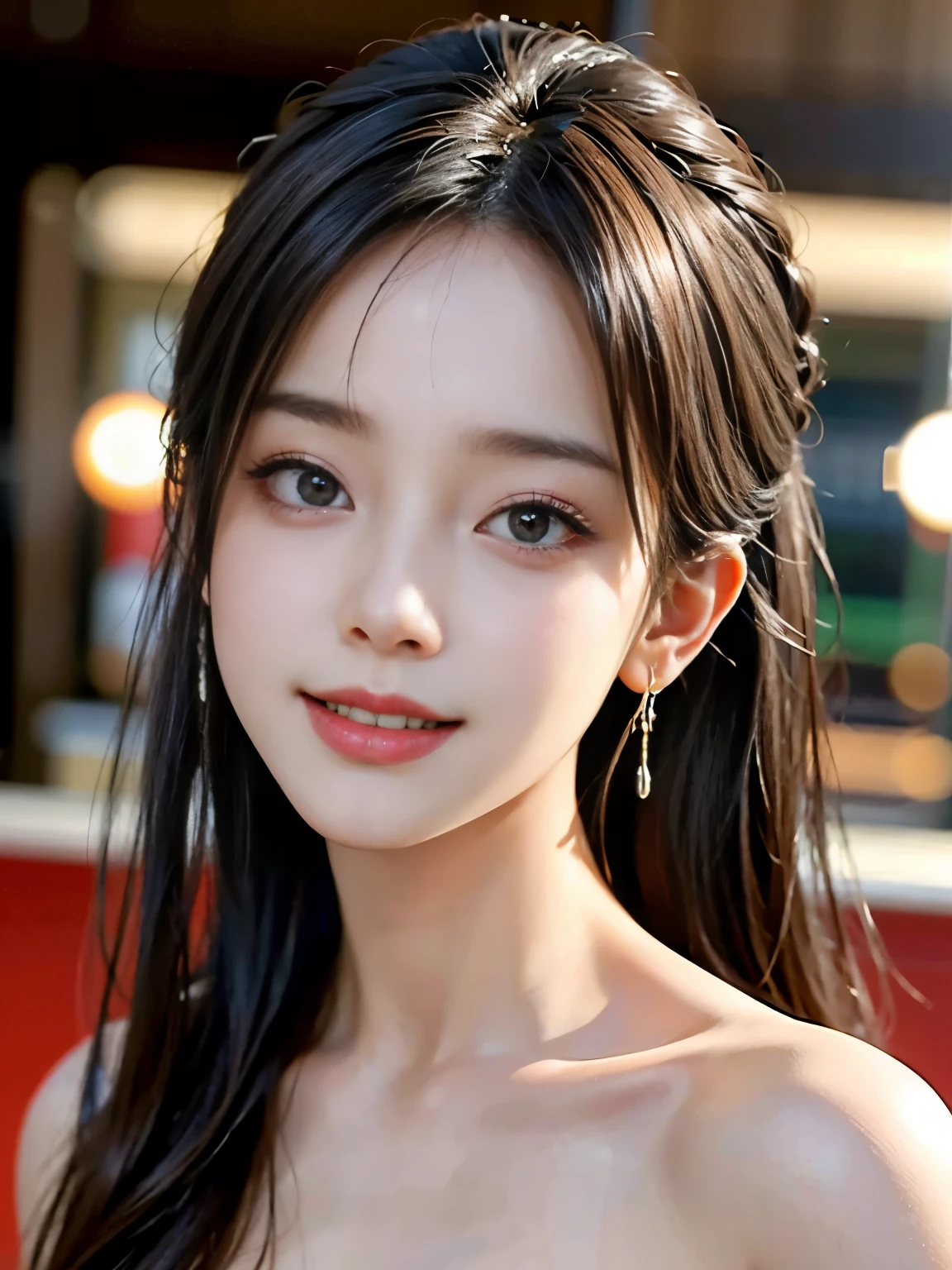 highest quality、masterpiece、超A high resolution、(realistic:1.4)、RAW photo、1 girl aged 17、smile、Sexy、big breasts、cinematic lighting