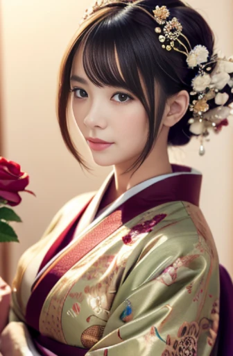 Close-up of a woman in a kimono dress with flowers, japanese goddess, korean art nouveau anime, ancient chinese goddess, japanese fantasy, chinese fantasy, beautiful fantasy empress, Japanese art style, Alphonse Mucha and Ross de Rose, goddess of clouds, anime fantasy illustration, onmyoji detailed art, empress of china, ((beautiful fantasy empress)), Beautiful artwork illustration
