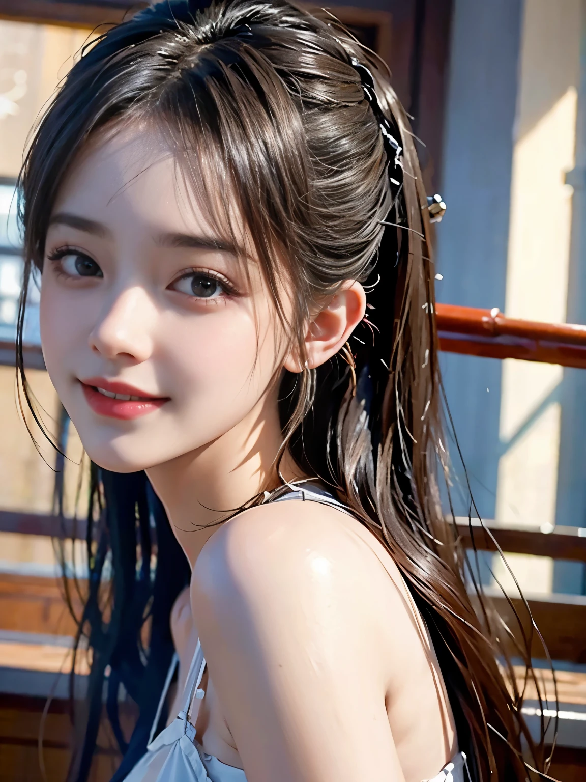 highest quality、masterpiece、超A high resolution、(realistic:1.4)、Raw photo、1 17 year old girl naked、smile、sexy、big breasts、cinematic lighting、transformation、