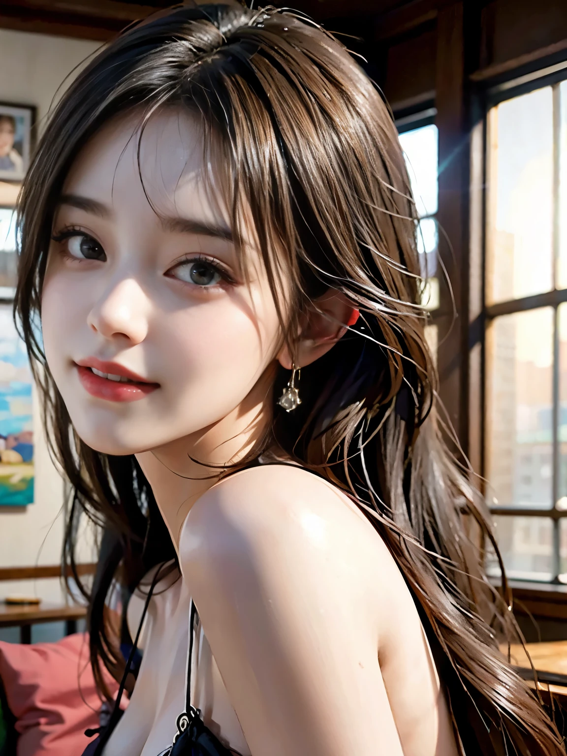 highest quality、masterpiece、超A high resolution、(realistic:1.4)、RAW photo、1 girl 、smile、Sexy、big breasts、cinematic lighting