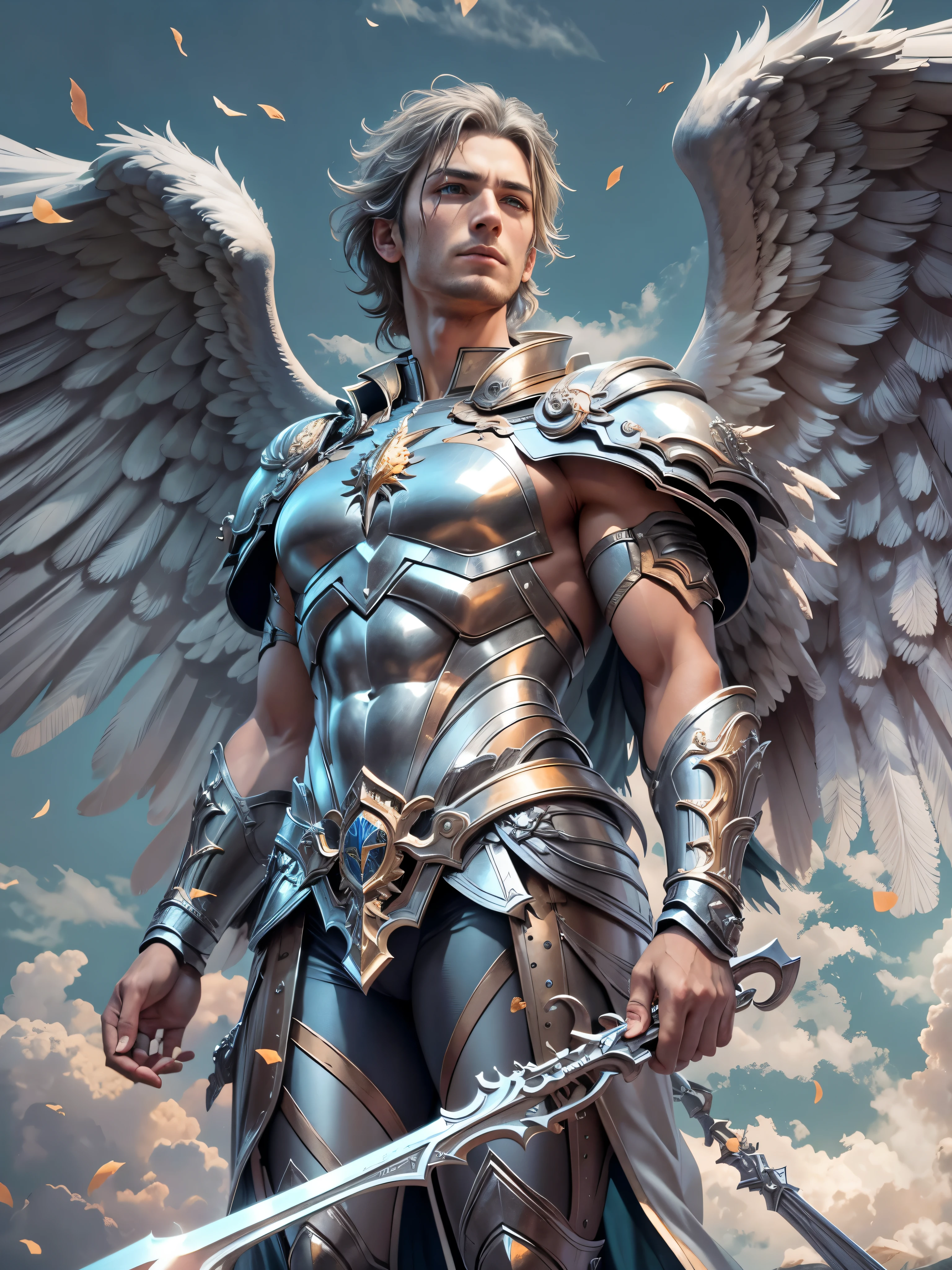 archangel michael、The last piece of the four angels,highest quality,Super detailed,High resolution,High resolution,4k,4K portrait,8k,8K portrait,unity 8k wallpaper,Detailed CG,realistic,RAW photo,real person,portrait photography,realistic,shiny skin,fine skin,