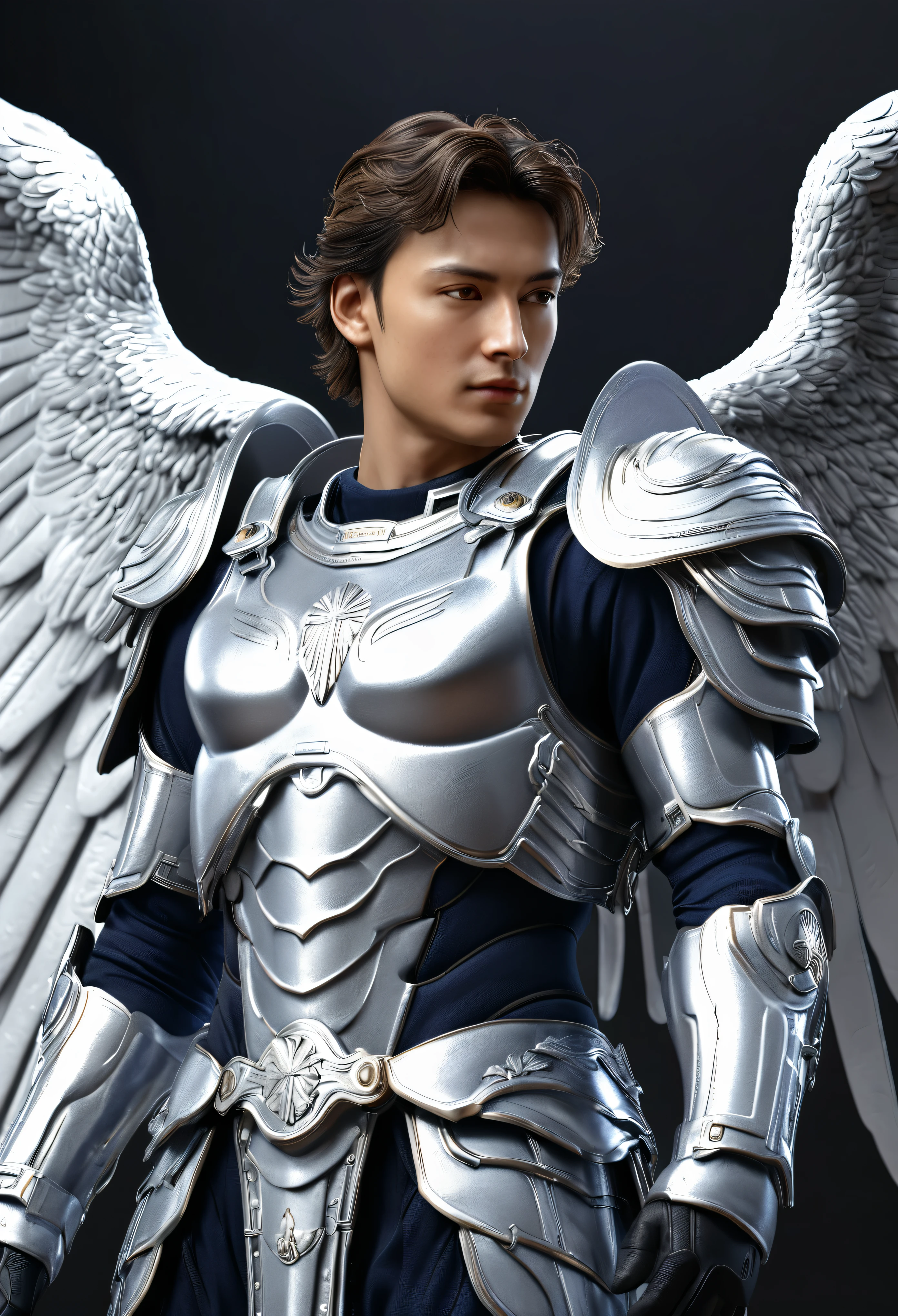 archangel michael、The last piece of the four angels,highest quality,Super detailed,High resolution,High resolution,4k,4K portrait,8k,8K portrait,unity 8k wallpaper,Detailed CG,realistic,RAW photo,real person,portrait photography,realistic,shiny skin,fine skin,dynamic angle, whole body
,dynamic pose, Are standing