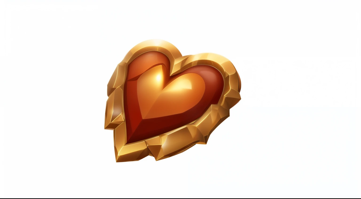 There is a heart-shaped object on a white background, heart stone original art style, heart stone, Heart-shaped badge on chest, heart symbol, Ramlethar Valentine's Day, from kingdom hearts, from wow, From World of Warcraft, Severe blurry jpeg artifacts, Shining armor of gold and copper, Hearthstone art style, Heart of Fire, Very very low quality, Mechanical heart at the center