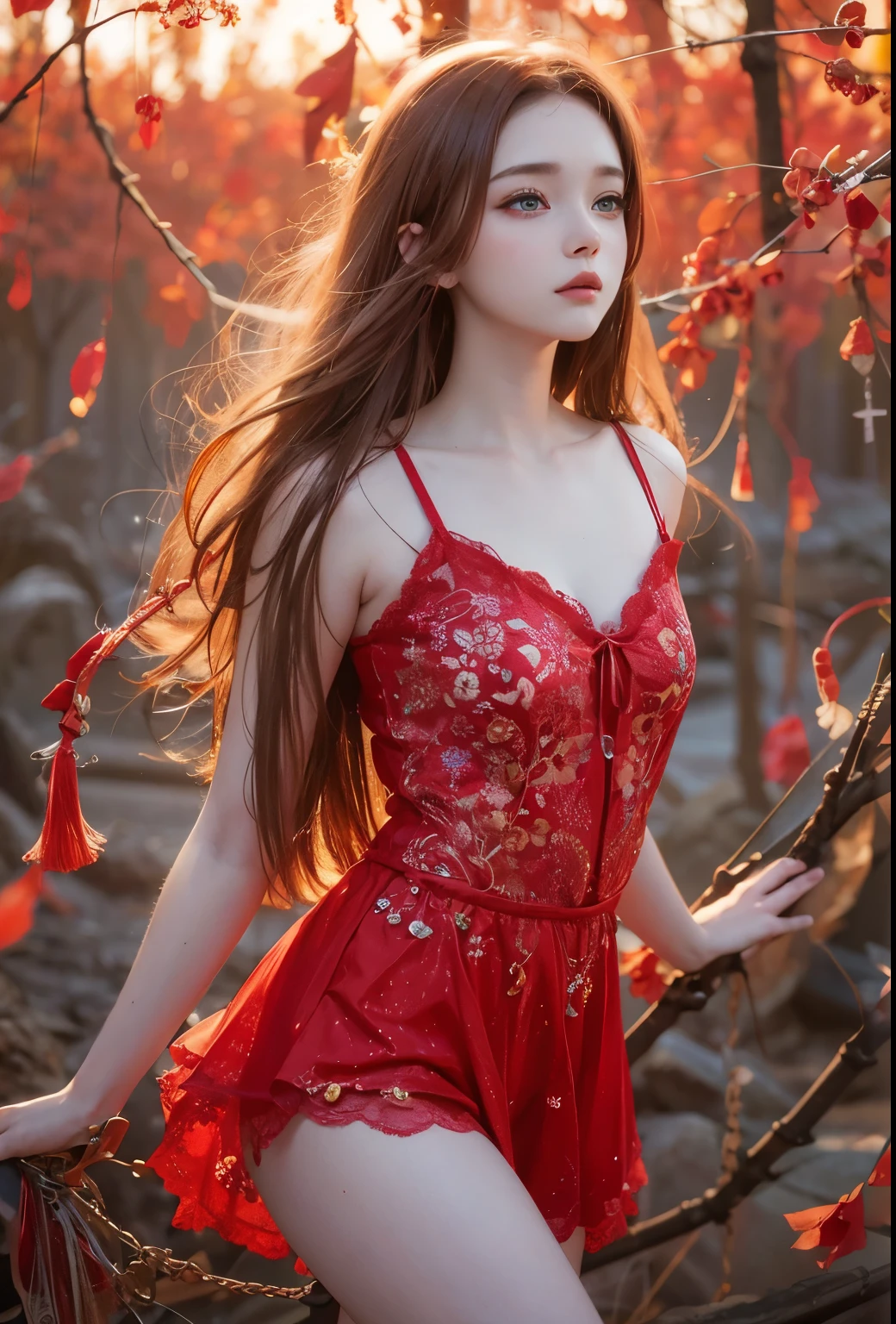 anime girl with blue eyes and red dress holding a butterfly, in dress, cute anime waifu in a nice dress, splash art anime , ross tran style, anime art wallpaper 8 k, anime style 4 k, cushart krenz key art feminine, anime moe artstyle, reddish-brown hair anime girl with long hair, trending on artstation pixiv