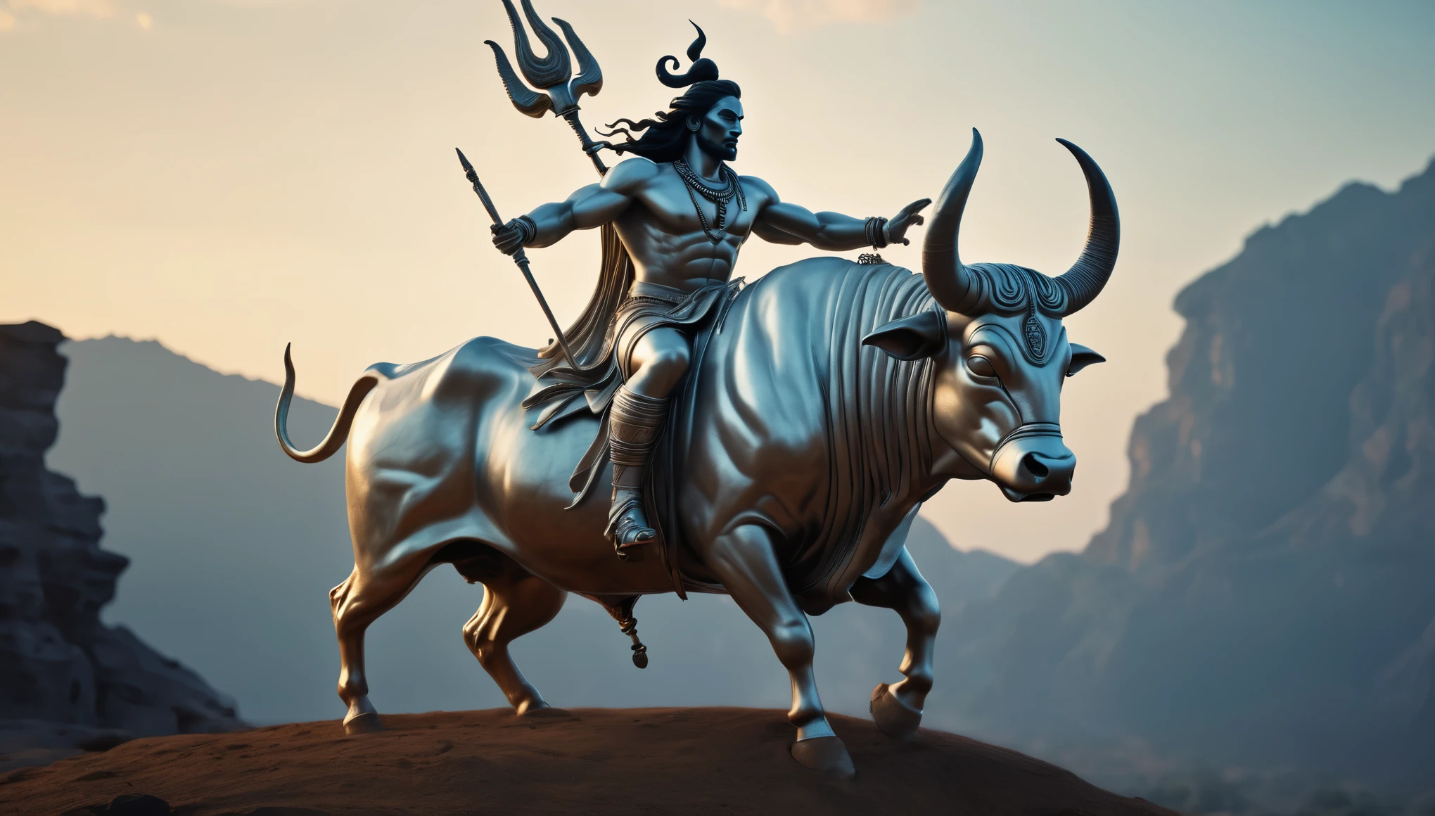 Lord Shiva riding a bull, a white color handsome bull, award winning photography, perfect composition, beautiful detailed, intricate, insanely detailed, octane render trending on art-station, 8 k artistic photography, photorealistic concept art, soft natural volumetric cinematic perfect light, chiaroscuro, award - winning photograph, masterpiece, oil on canvas, Raphael, Caravaggio, greg rutkowski, beetle, beksinski, giger, Shot on a Hasselblad medium format camera with a 100mm lens. Unmistakable to a photograph. Cinematic lighting. Photographed by Tim Walker, –AR 4:5 –s 750 –niji 5 –v 5 –q2 -Shader’s --Post Processing --Post-Production --Cell Shading --Tone Mapping --CGI --VFX --SFX --insanely detailed and intricate --hyper maximalist --elegant --dynamic pose --photography --volumetric --ultra-detailed --intricate details --super detailed --ambient –uplight