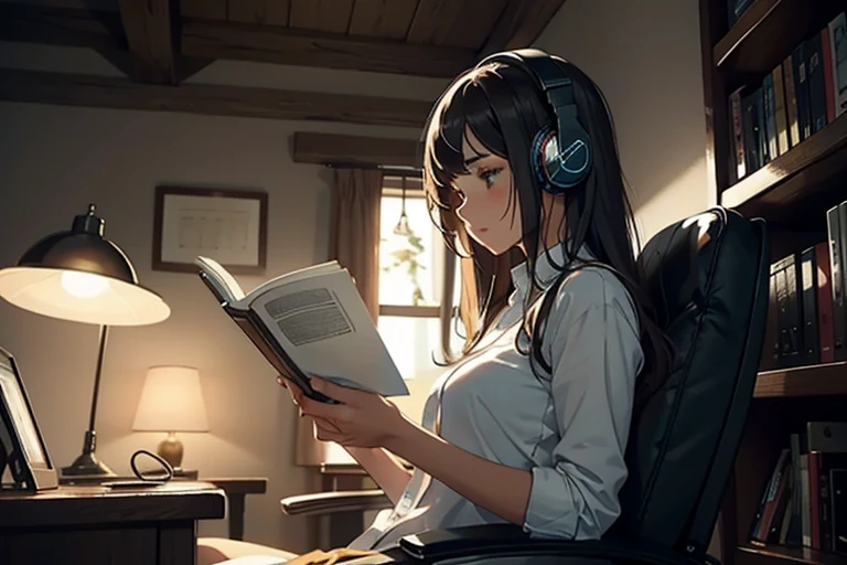 reading a book, Listen to music with headphones