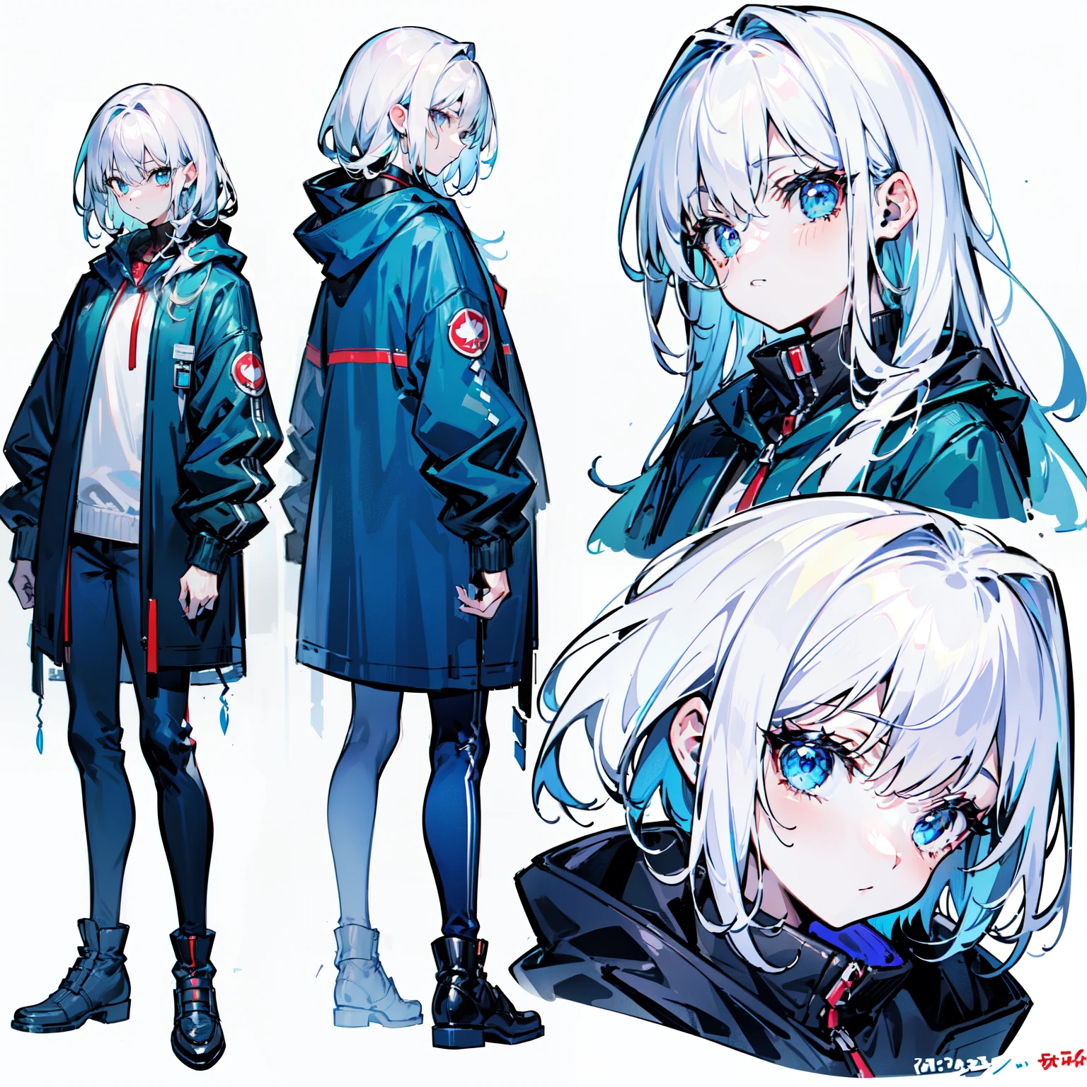 (character concept, character sheet), (multiple view:1.31), (full body:1.28), ((multiple views)), ((accurate anatomy, best anatomy hands, accurate eye, best anatomy eye)), ((highres, 4K, award winning, high quality, masterpiece, ccurate, UHD)), (White background:1.5), (do not go beyond the edges of the image:1.65), (rating:safe)