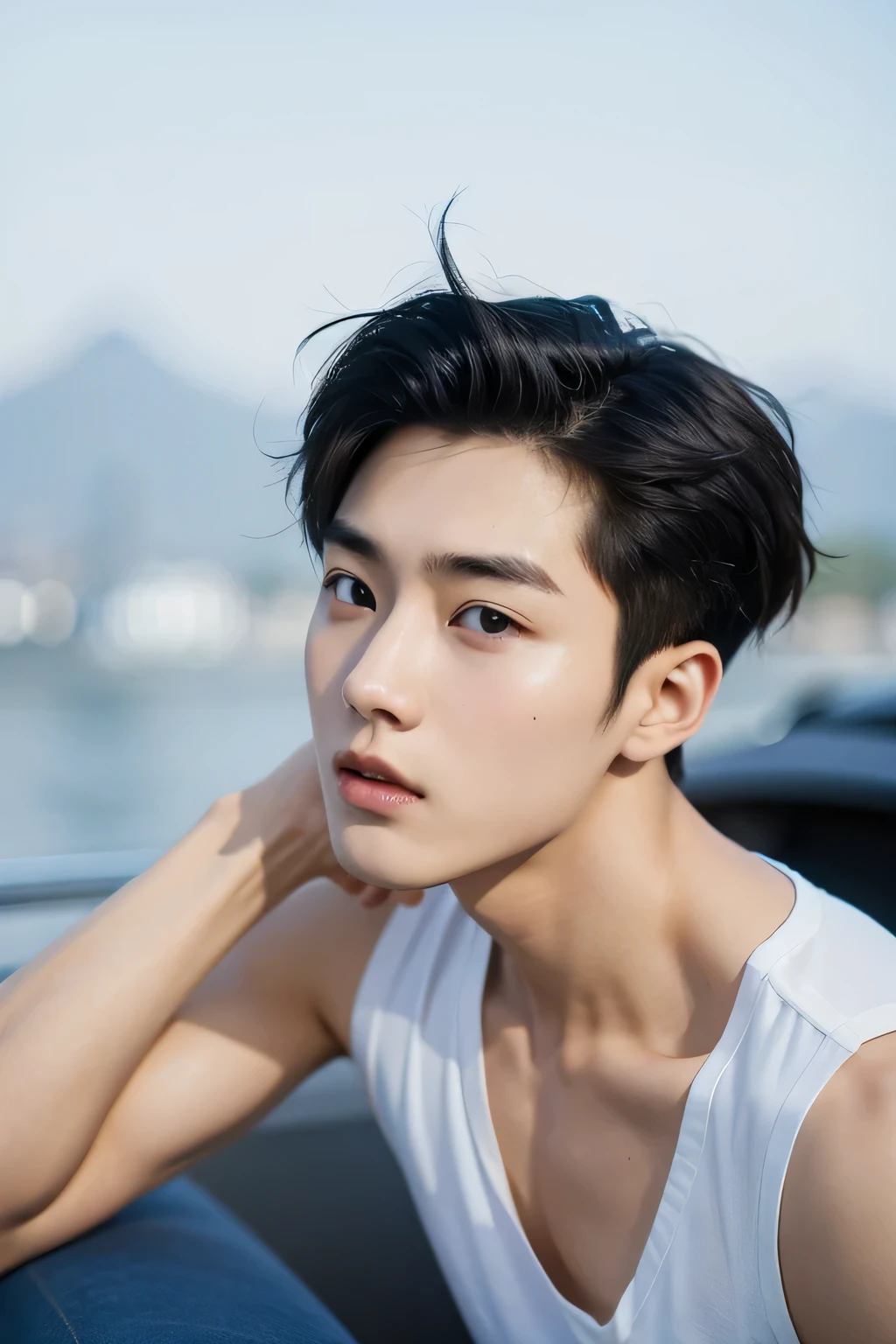 真实的South Korea帅哥们,Beautifully, Realistic and realistic facial expressions,South Korea,20 year old man,short hair,neat face,South Korea男士,handsome face,