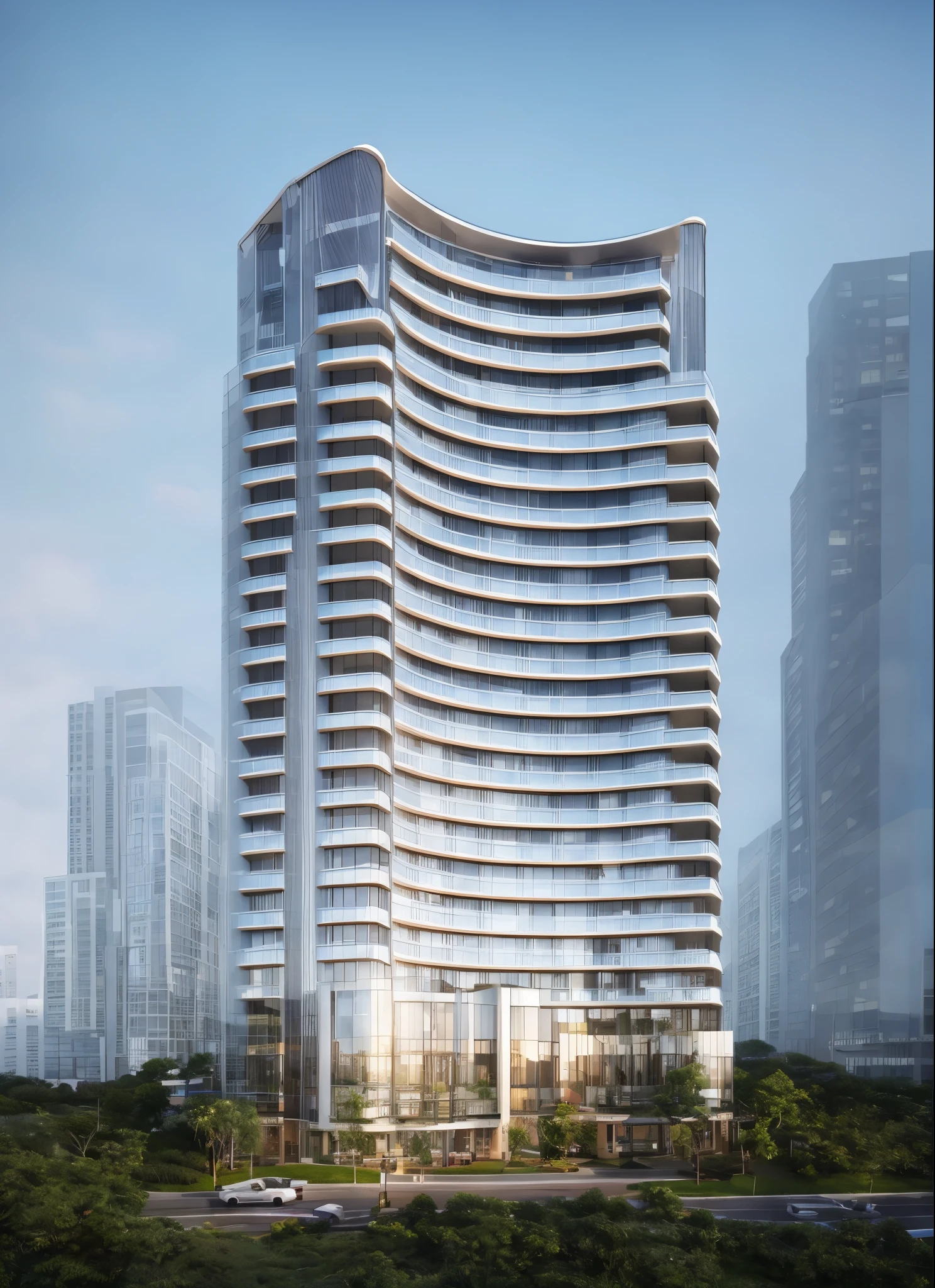 (masterpiece, best quality:1.2), rendering of a modern office building with a large sign on the top, (landscape), (city) , shophouse, modern lush condo as shopfront, wide angle exterior 2022, photo from 2022, full building, architectural rendering, mantra rendering, precise architectural rendering, residential, full - view, realistic building, realistic architecture