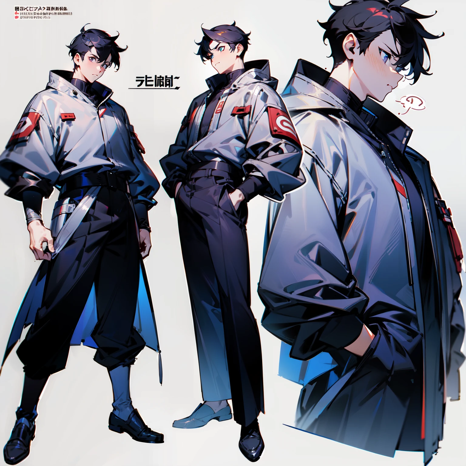 boy, male, (character concept, character sheet), (multiple view:1.31), (full body:1.28), ((multiple views)), ((accurate anatomy, best anatomy hands, accurate eye, best anatomy eye)), ((highres, 4K, award winning, high quality, masterpiece, ccurate, UHD)), (White background:1.5), (do not go beyond the edges of the image:1.65), (rating:safe), ((((speechless, no text or logos))))