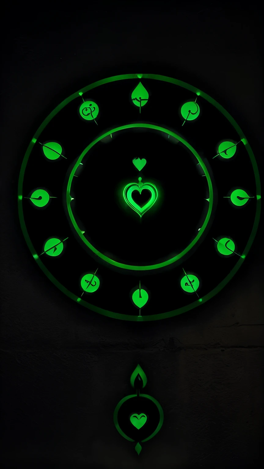 Chakra, Symbol, Sign, Heart, Dark,Logo,Green