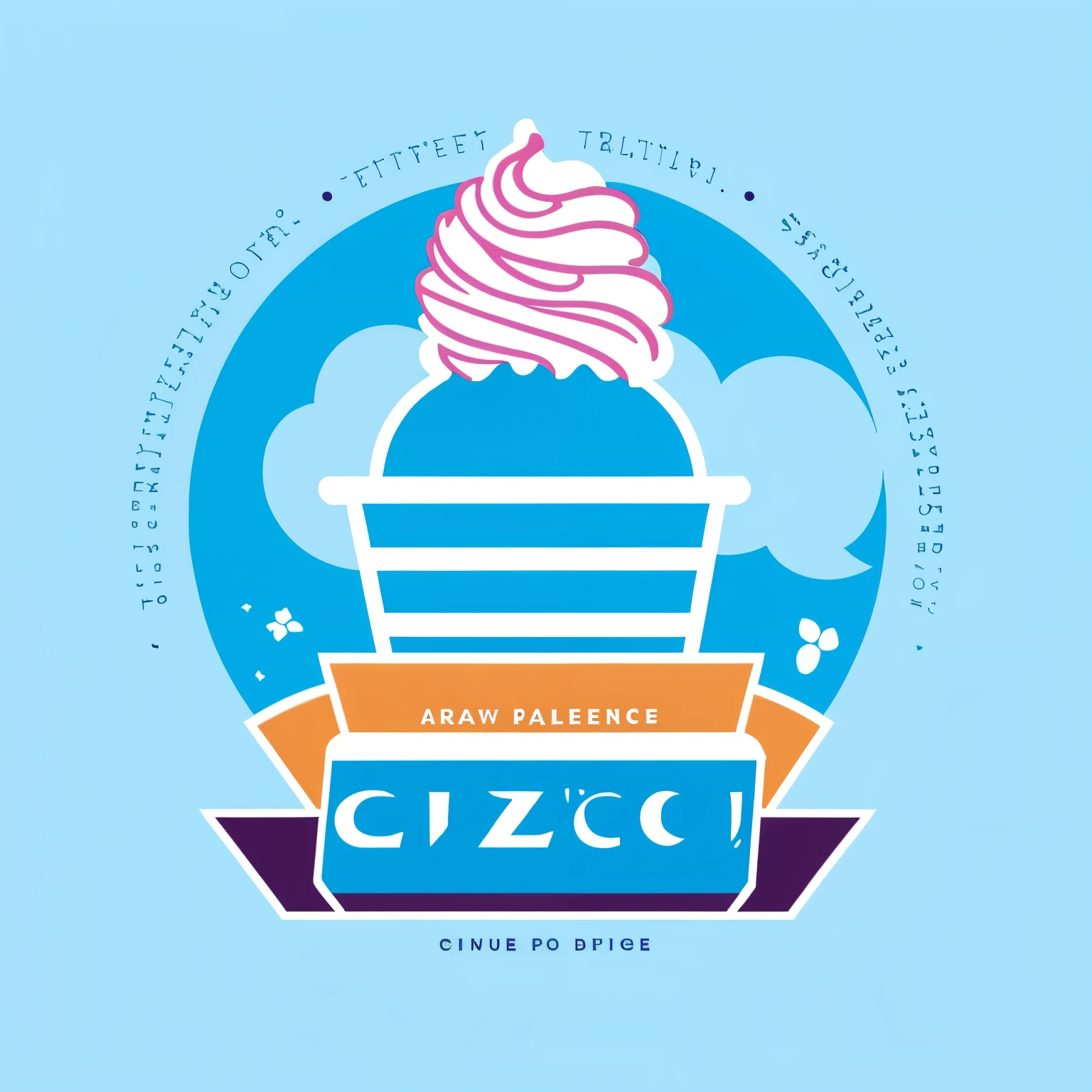 Design a LOGO for an ice cream brand,The name of the brand is Chuxue,It is required that blue and white are the main colors and no characters should appear.