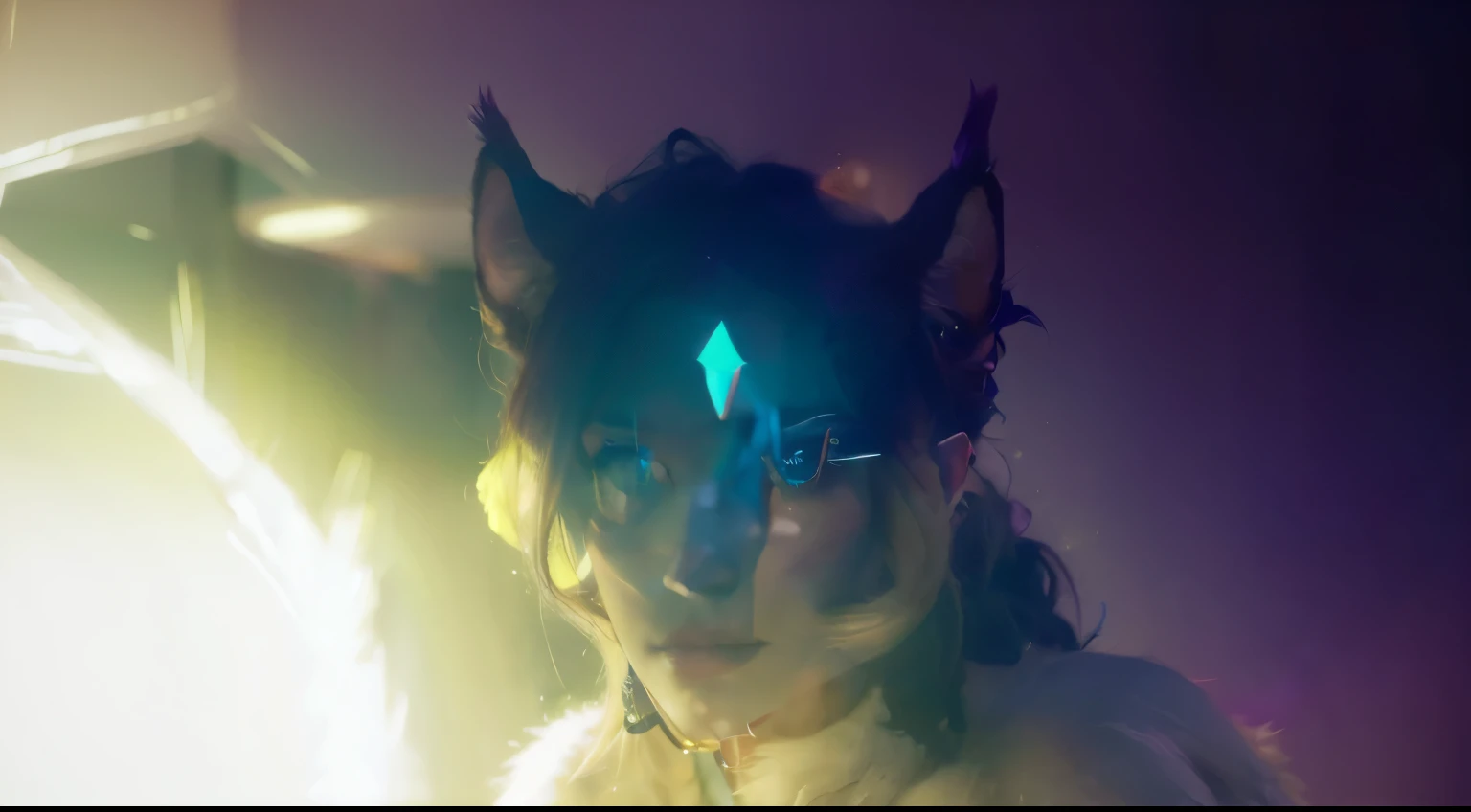 Furry art, Portrait of Abigail: a stunning male with an updo, sitting at the bar in a nightclub. This masterpiece is of the best quality, ultra-detailed, and perfect for an 8k HDR wallpaper. Featuring cinematic lighting with sharp focus and intricate details.
