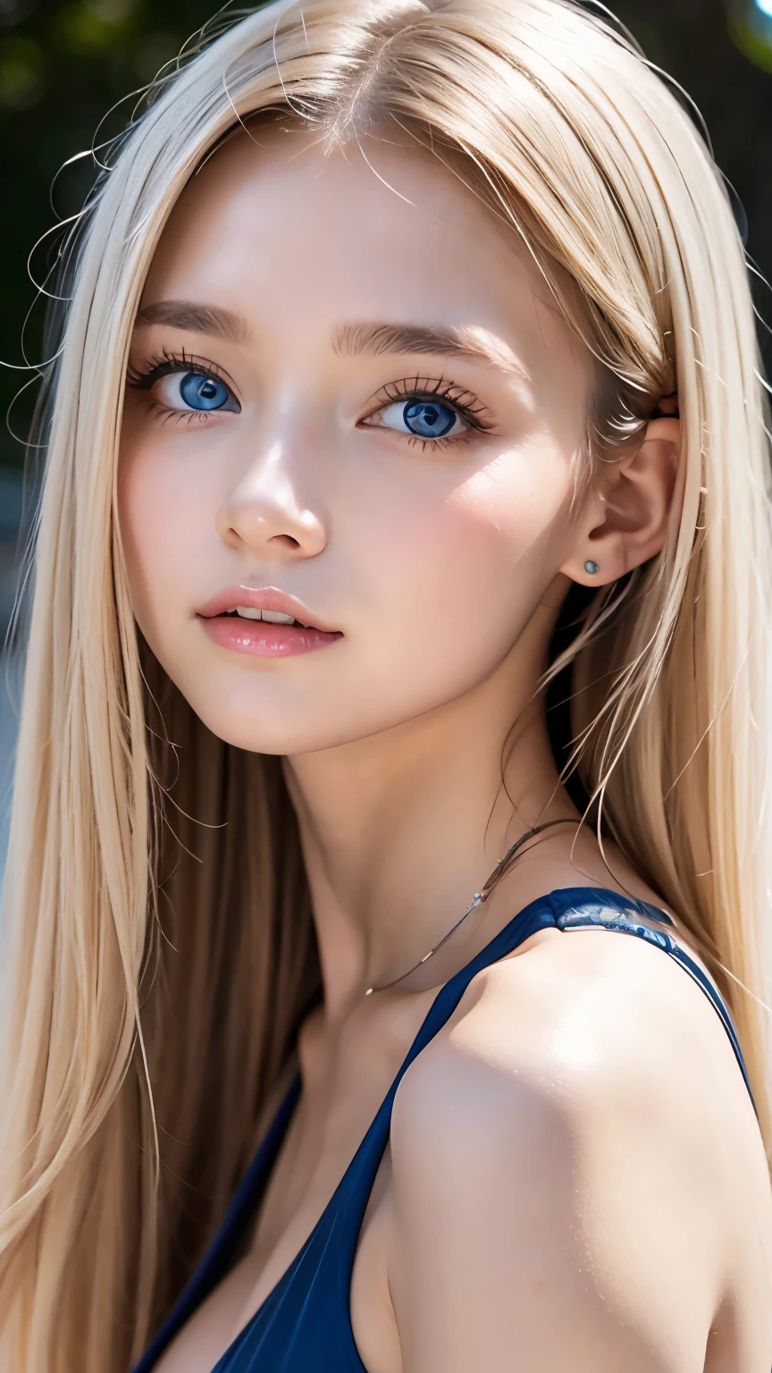 Her blonde hair blowing in the strong wind gets in the way of her cute face..、bangs flowing between the eyes、sexy big breasts、14 year old cute little beautiful face、Shining bright straight super long blonde hair、Long smooth bangs that cover between the cute and beautiful eyes、too long straight silky hair、sexy and cute beautiful young girl、clear, white and shiny skin、shiny skin、beautiful face、cheek gloss highlight、Beautiful pale blue eyes that shine so brightly、very big eyes、small face beauty、perfect beauty、