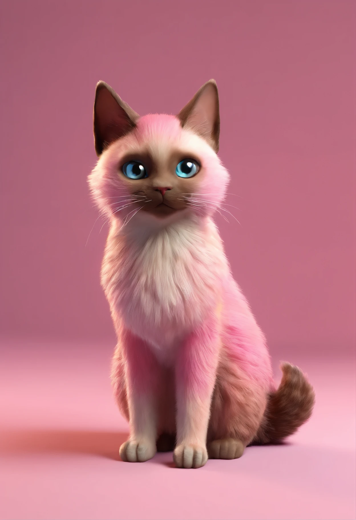 Siamese cat,kitten,pink and brown fur