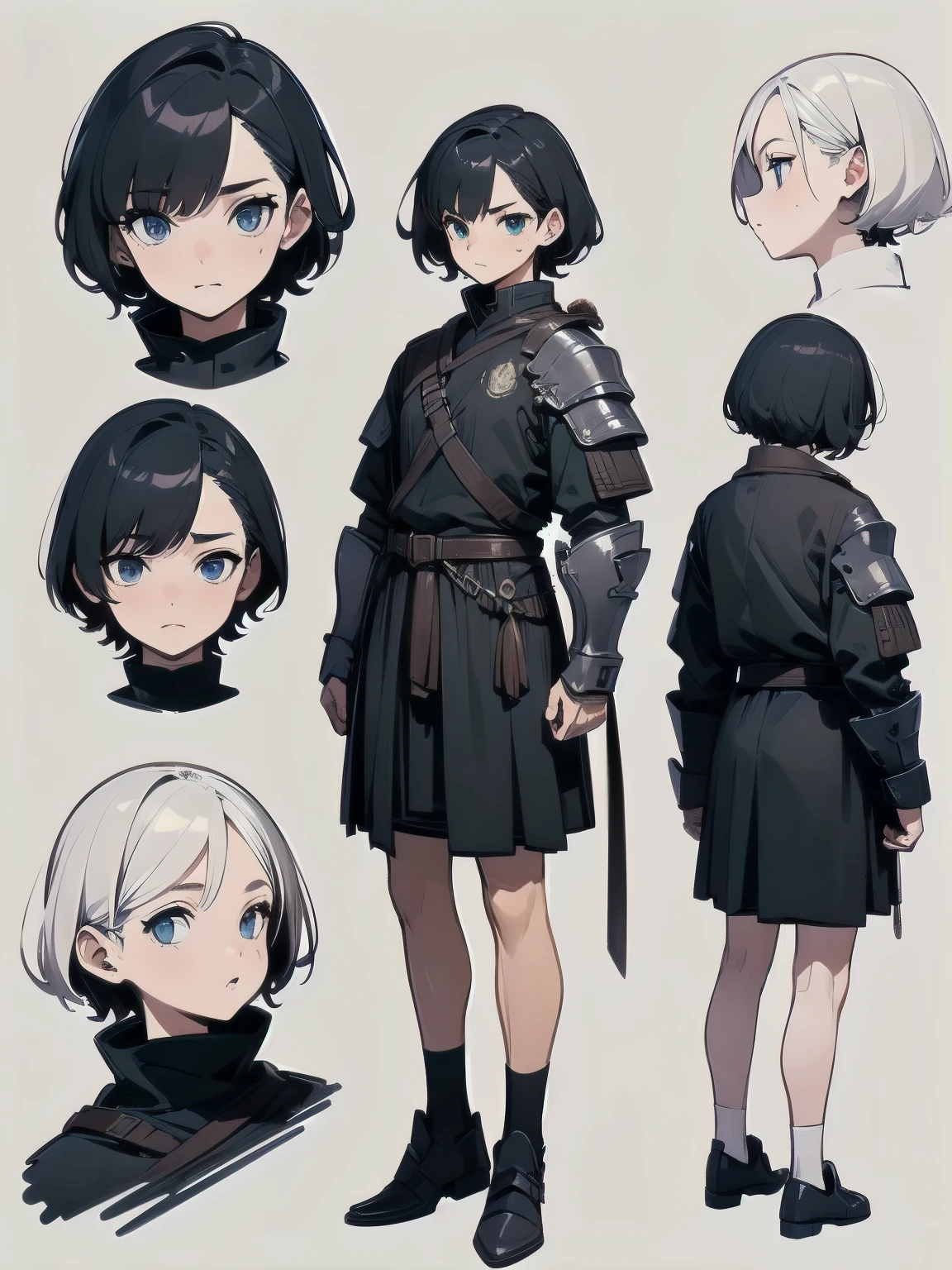 boy, adult face male, knight, heavy armor, (character concept, character sheet), (multiple view:1.4), (full body:1.36), (multiple views), from side, from above, from back, ((best anatomy hands, accurate eye, best anatomy eye, pretty face, correct face)), ((highres, 4K, award winning, high quality, masterpiece, ccurate, UHD)), (White background:1.4), (do not go beyond the edges of the image:1.65), (rating:safe)