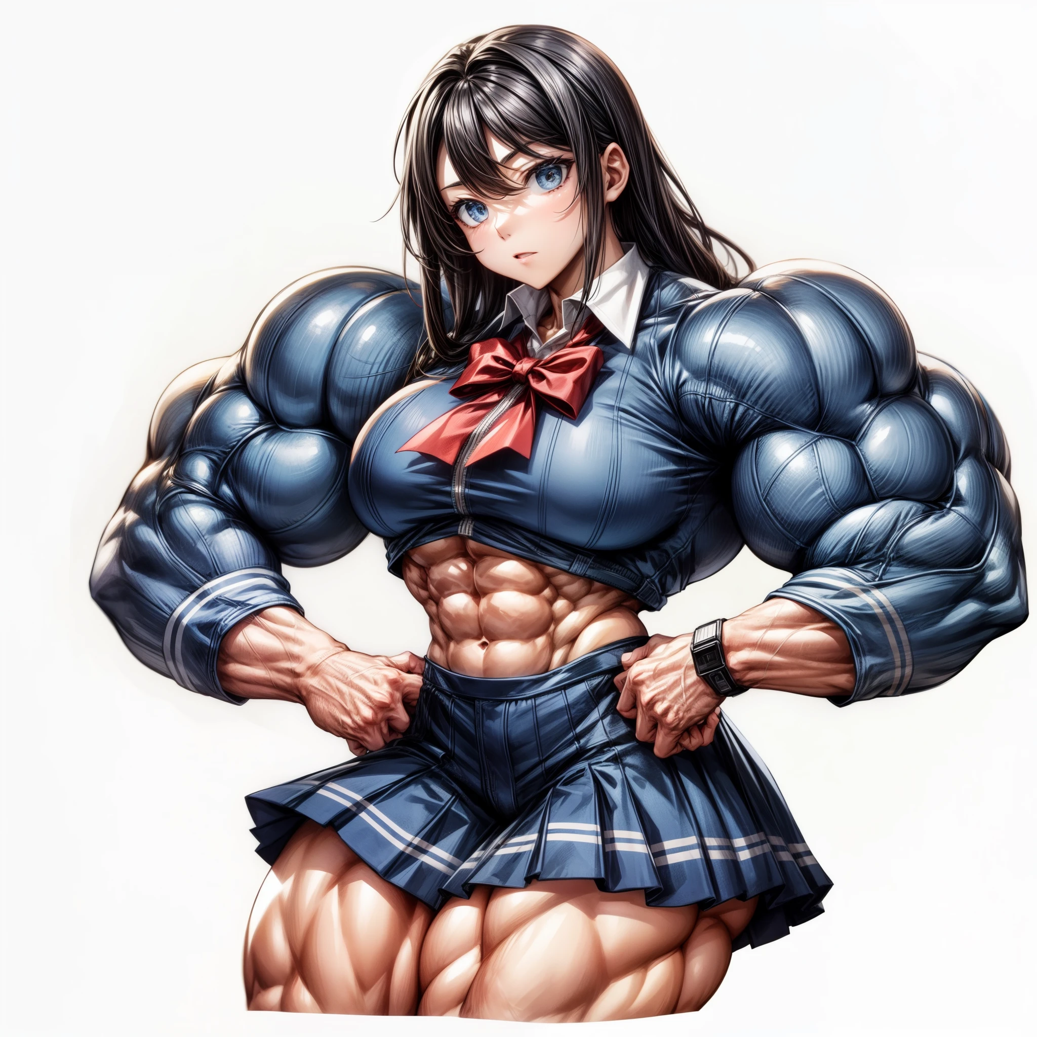 best quality,girl, biceps, muscular ,alternate muscle size,, ,pecs,, worried, abs, thick arms,, broad shoulders,